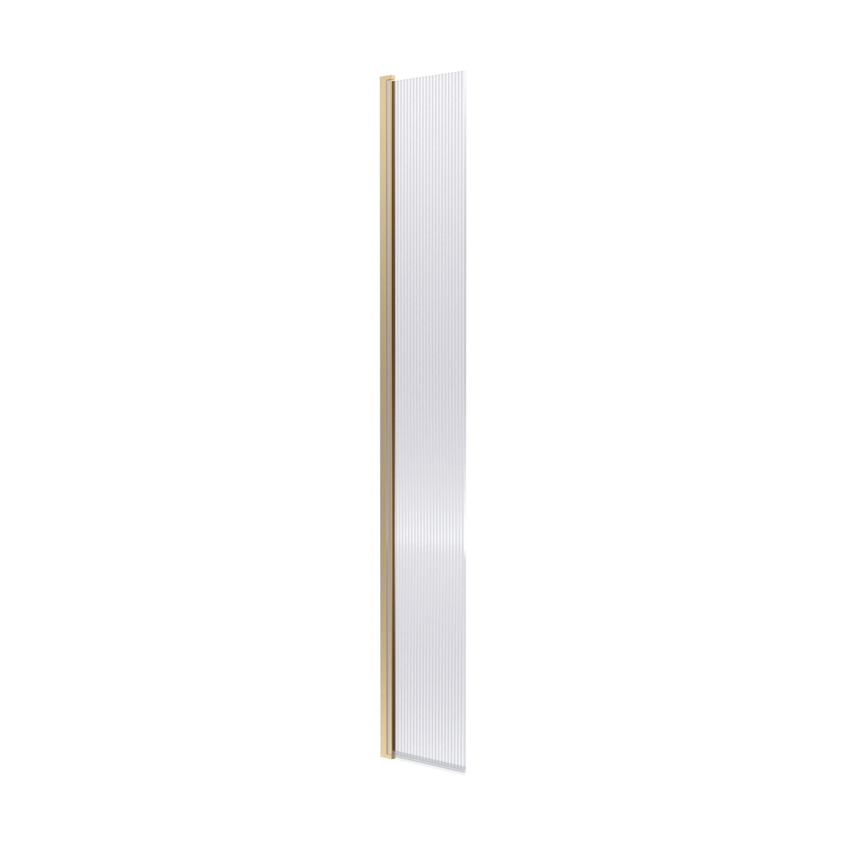 Balterley Contemporary Bathroom 8mm Fluted Glass Hinged Wetroom Screen with Support Bar, 1950 x 300 x 27mm, Polished Chrome