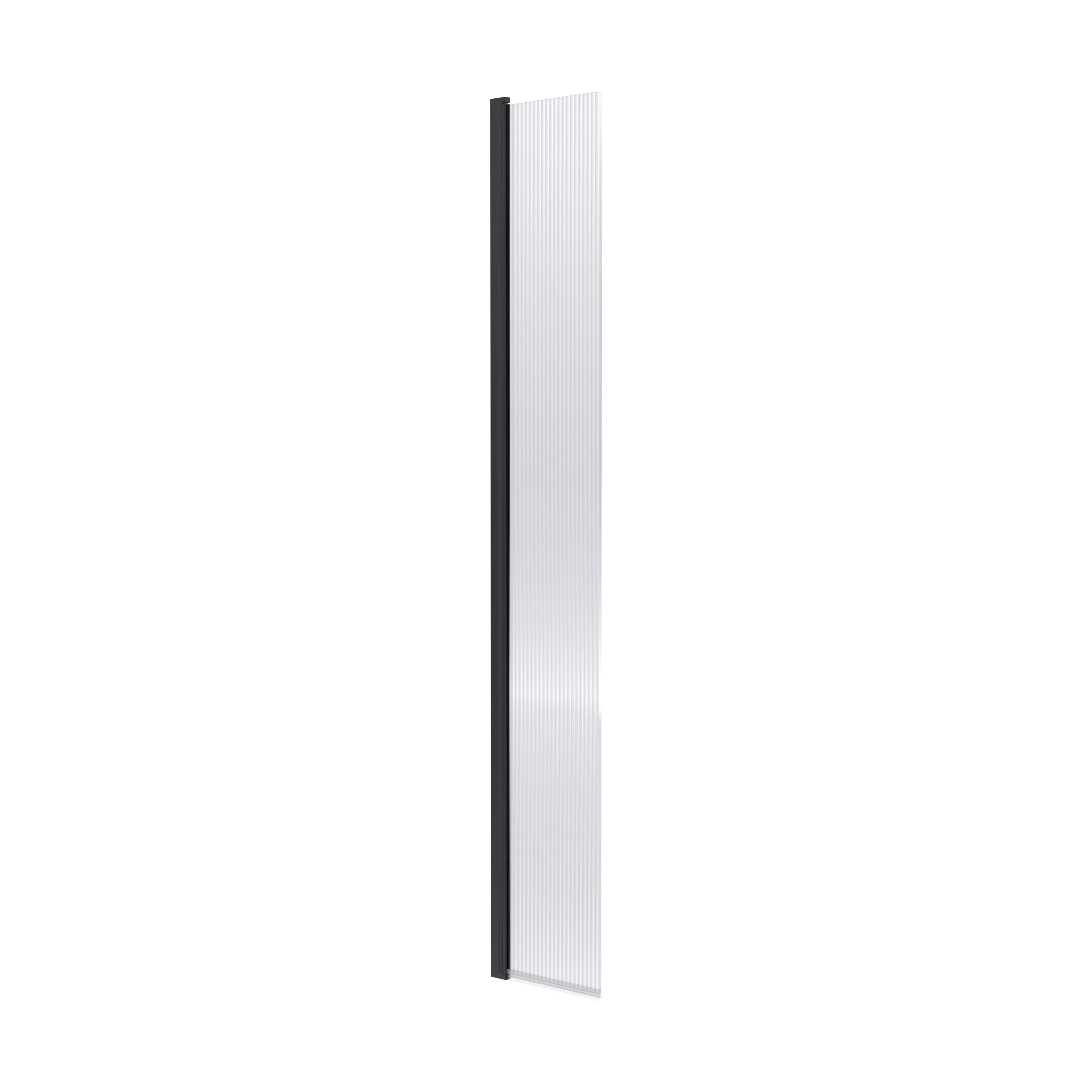 Balterley Contemporary Bathroom 8mm Fluted Glass Hinged Wetroom Screen with Support Bar, 1950 x 300 x 27mm, Polished Chrome - Image 2