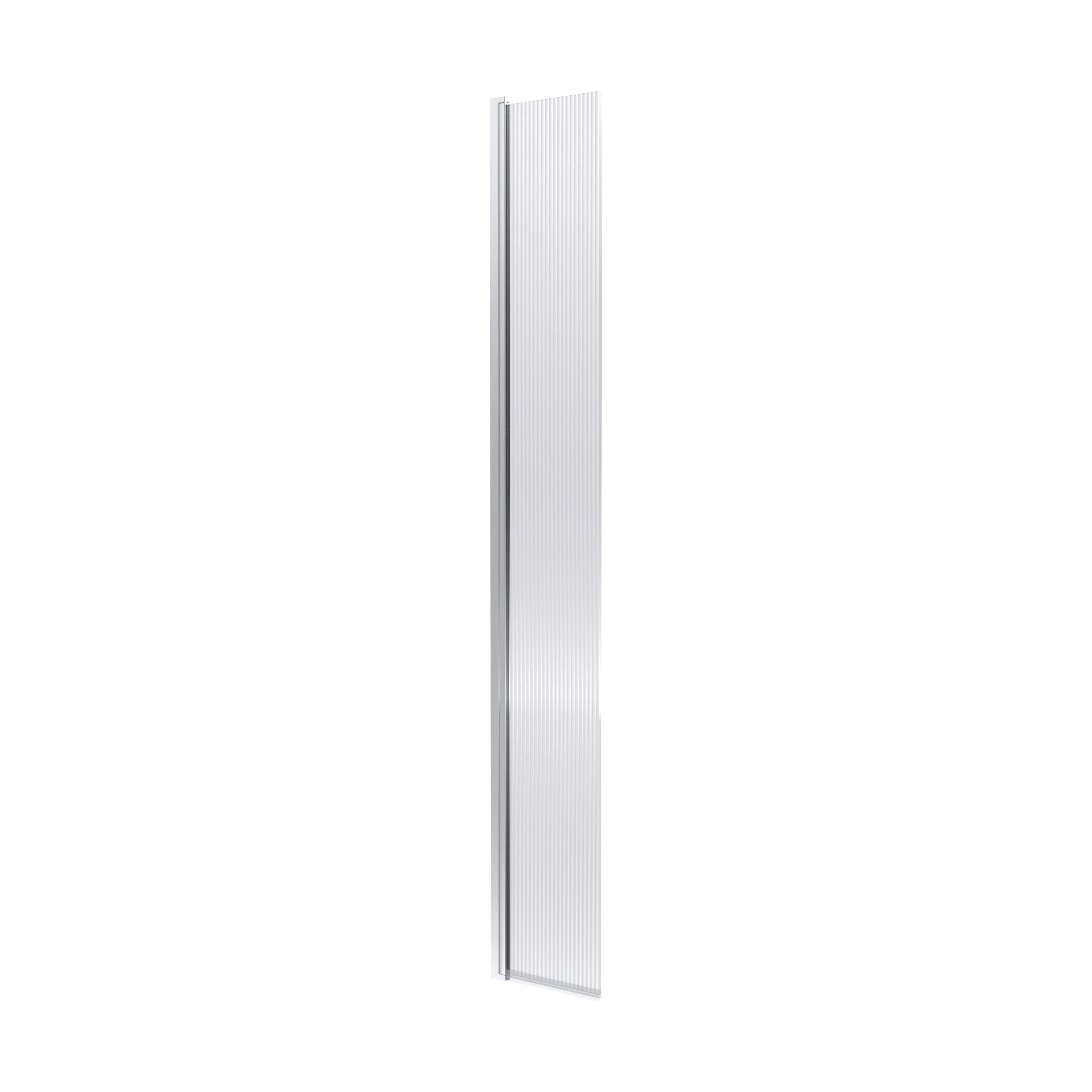 Balterley Contemporary Bathroom 8mm Fluted Glass Hinged Wetroom Screen with Support Bar, 1950 x 300 x 27mm, Polished Chrome - Image 3