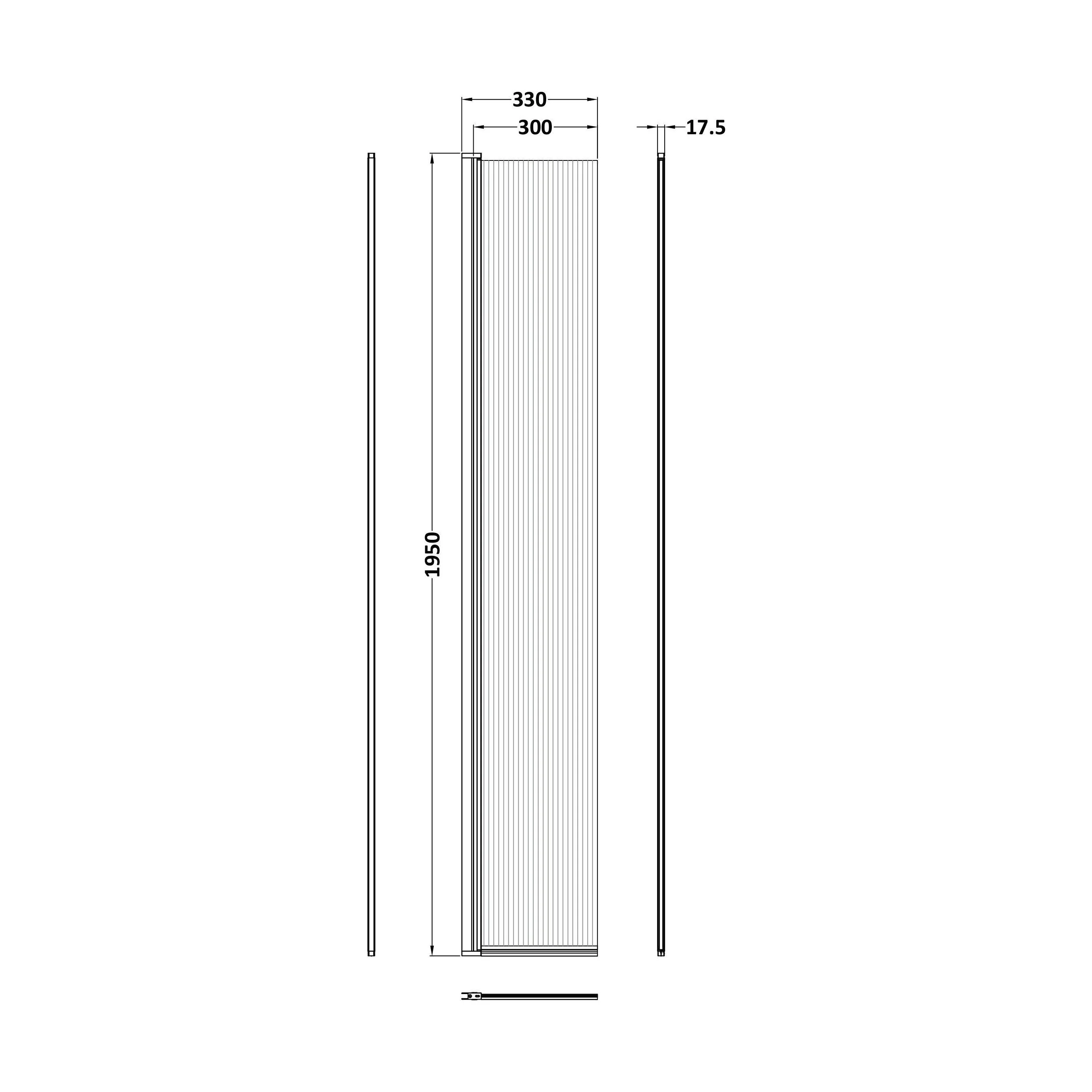 Balterley Contemporary Bathroom 8mm Fluted Glass Hinged Wetroom Screen with Support Bar, 1950 x 300 x 27mm, Polished Chrome - Image 4