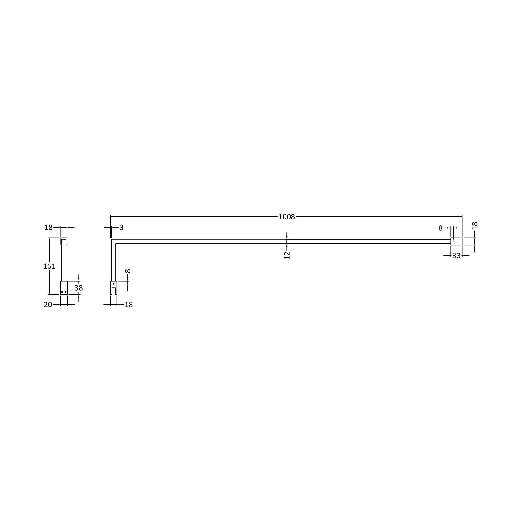 Balterley Wetroom Accessories Screen Support Bar Kit - Satin Black - Image 2
