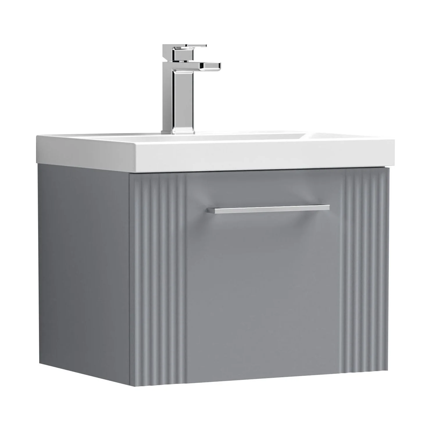Belvide Partial Fluted 1 Drawer Wall Hung Vanity Unit with Mid-Edge 1 Tap Hole Ceramic Basin - Image 67