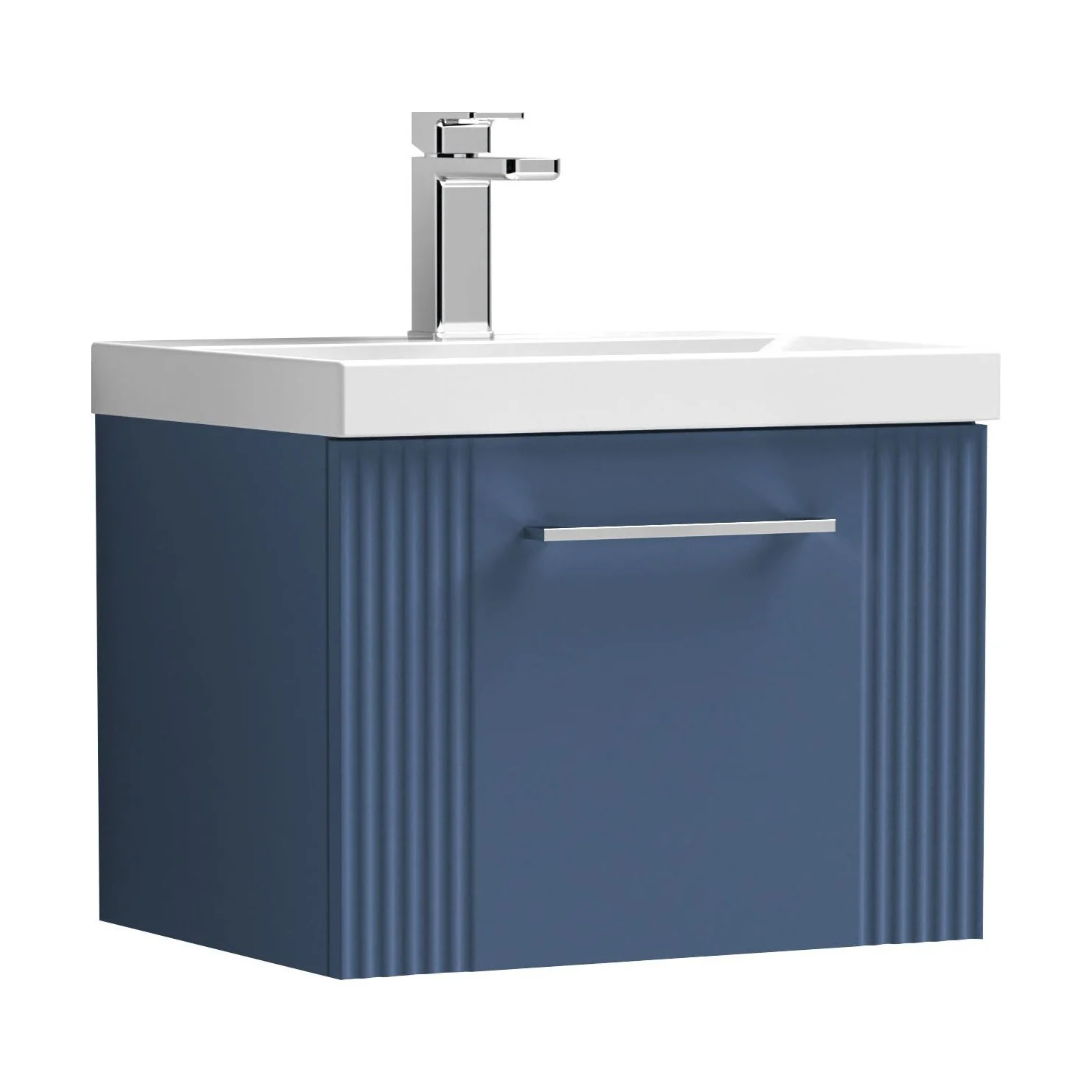 Belvide Partial Fluted 1 Drawer Wall Hung Vanity Unit with Mid-Edge 1 Tap Hole Ceramic Basin - Image 70