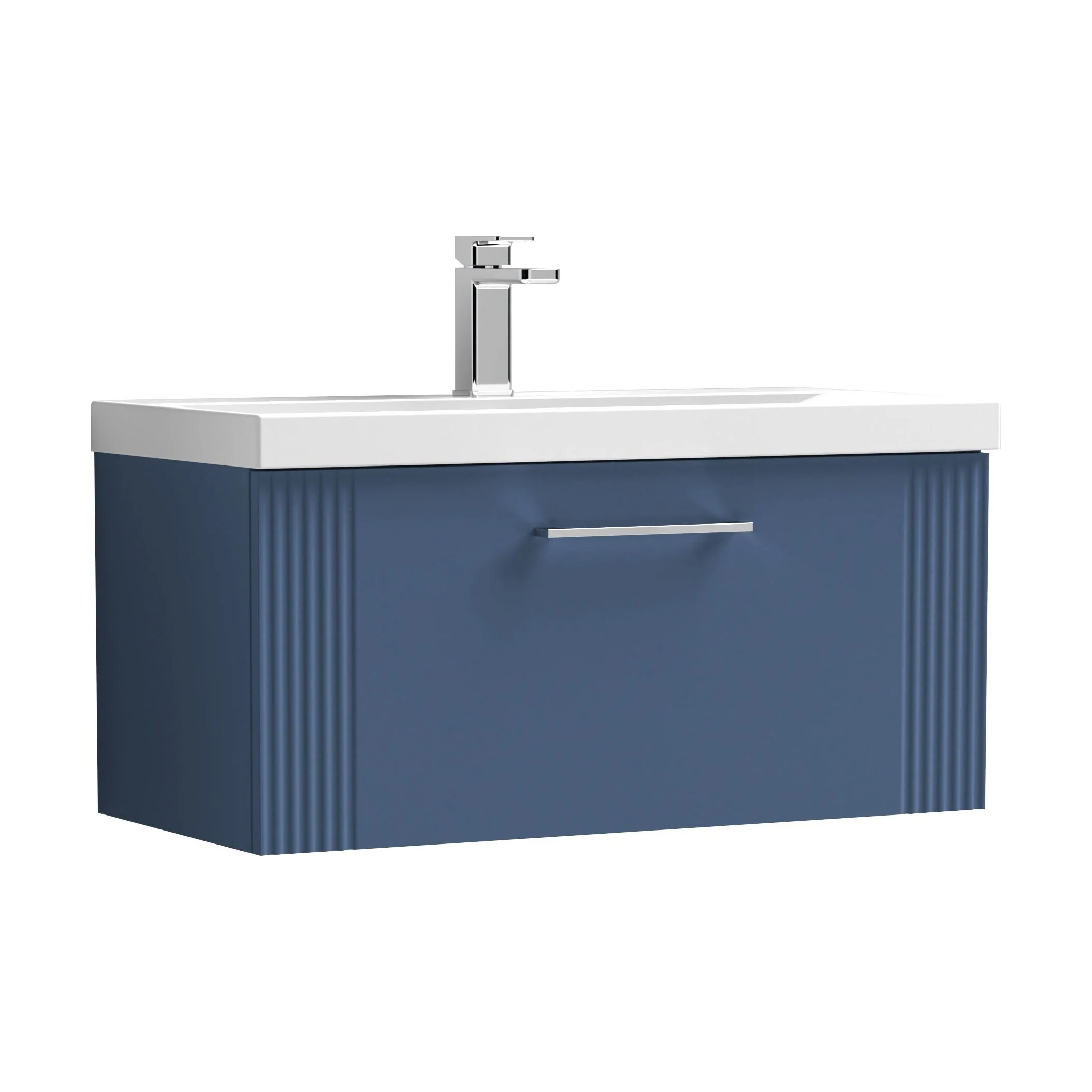 Belvide Partial Fluted 1 Drawer Wall Hung Vanity Unit with Mid-Edge 1 Tap Hole Ceramic Basin - Image 72