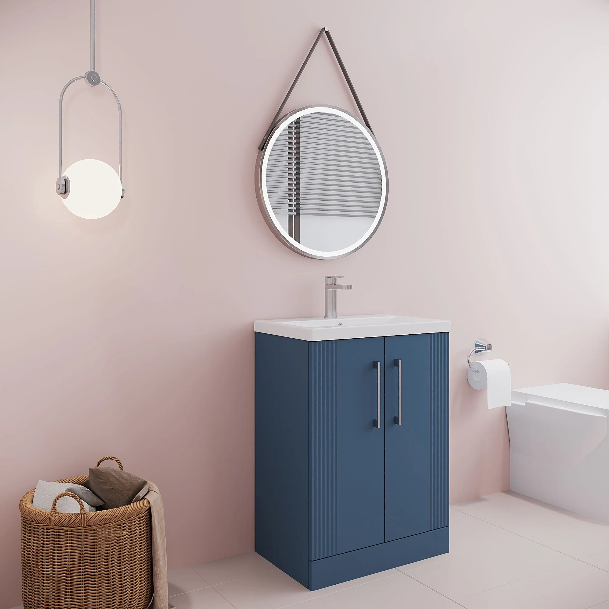 Belvide Partial Fluted 2 Door Floor Standing Vanity Unit with Mid-Edge 1 Tap Hole Ceramic Basin - Image 38