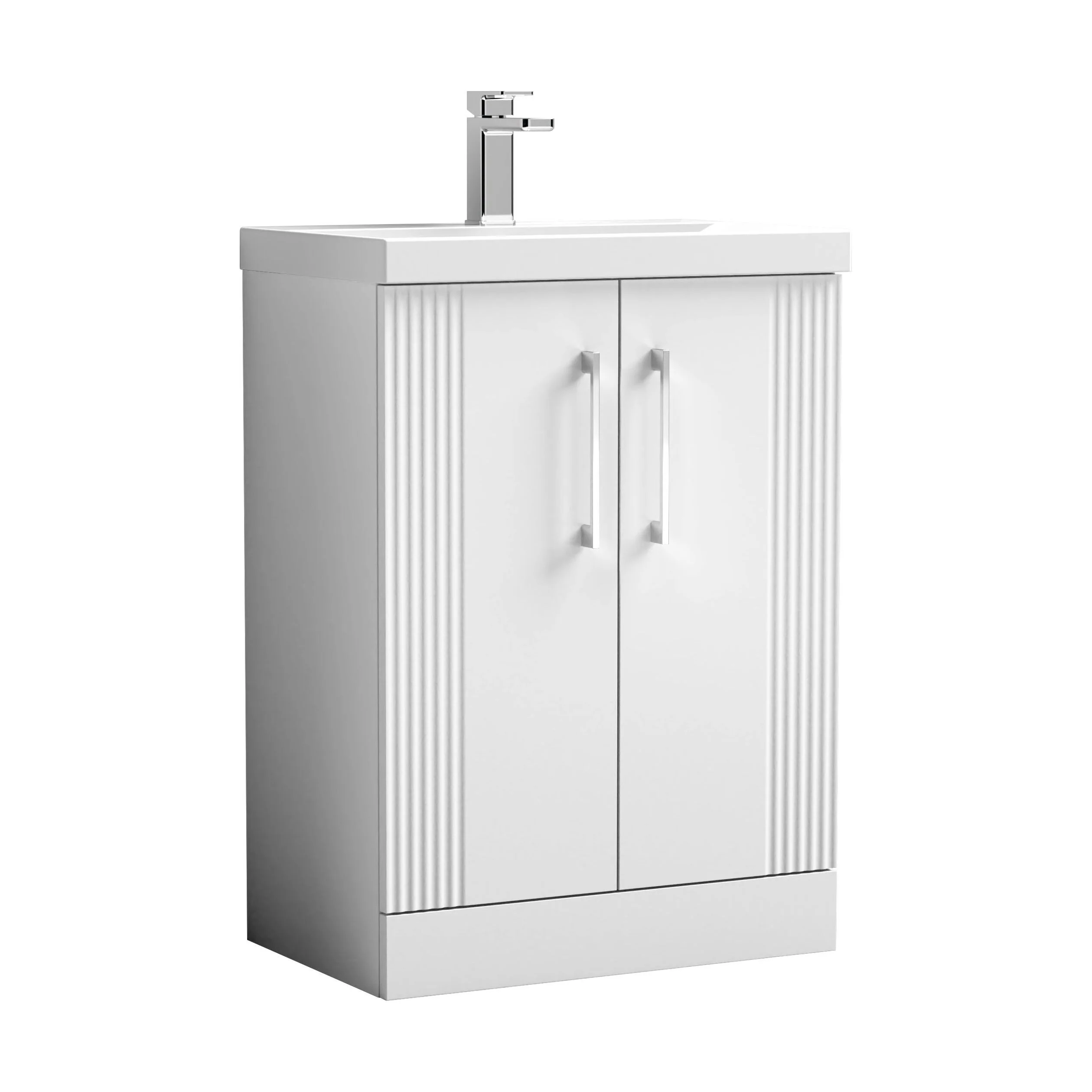 Belvide Partial Fluted 2 Door Floor Standing Vanity Unit with Mid-Edge 1 Tap Hole Ceramic Basin - Image 42