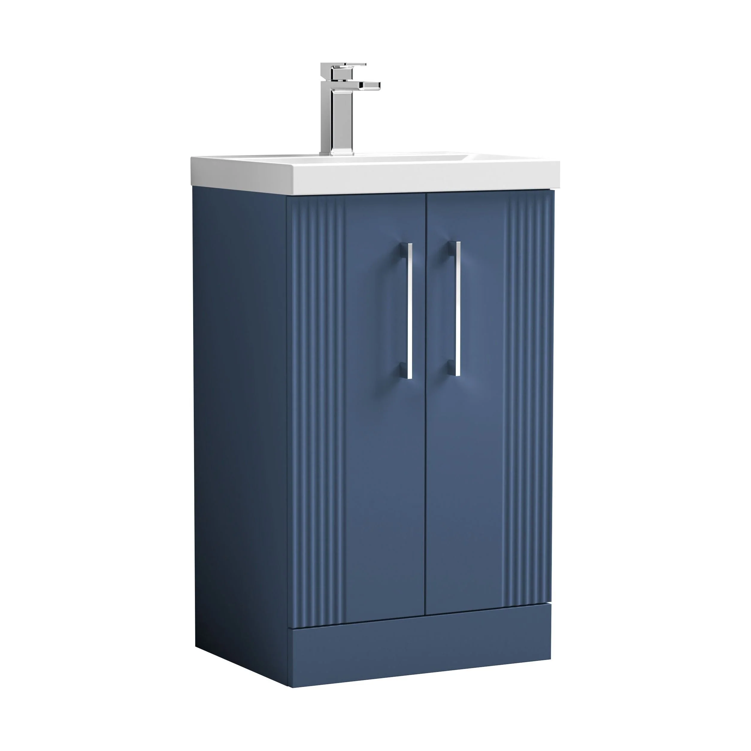 Belvide Partial Fluted 2 Door Floor Standing Vanity Unit with Mid-Edge 1 Tap Hole Ceramic Basin - Image 47