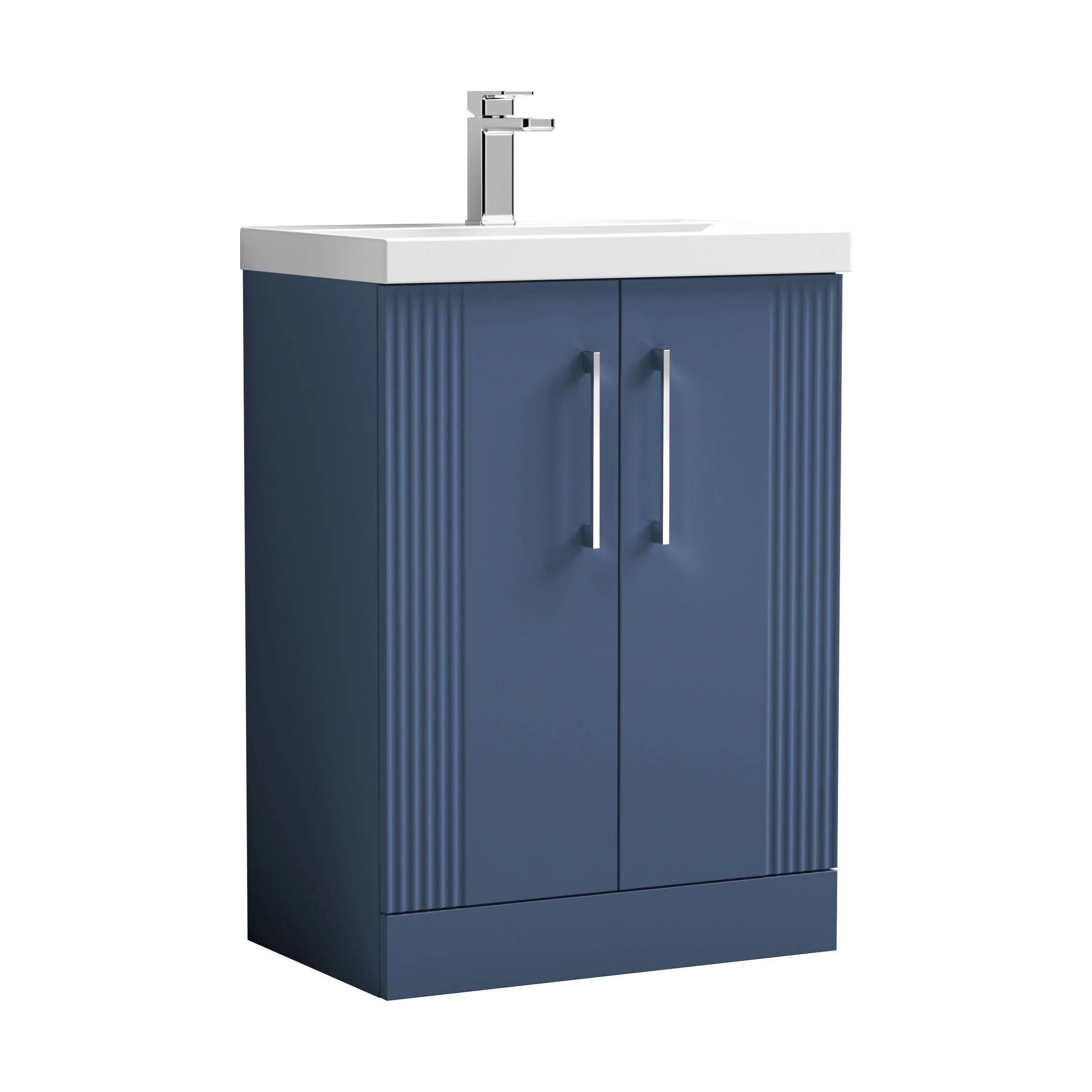 Belvide Partial Fluted 2 Door Floor Standing Vanity Unit with Mid-Edge 1 Tap Hole Ceramic Basin - Image 48