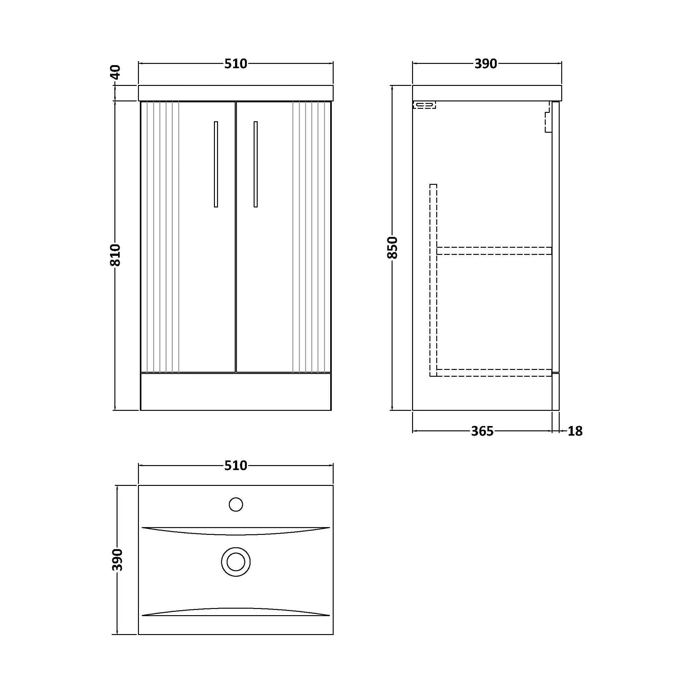 Belvide Partial Fluted 2 Door Floor Standing Vanity Unit with Mid-Edge 1 Tap Hole Ceramic Basin - Image 55