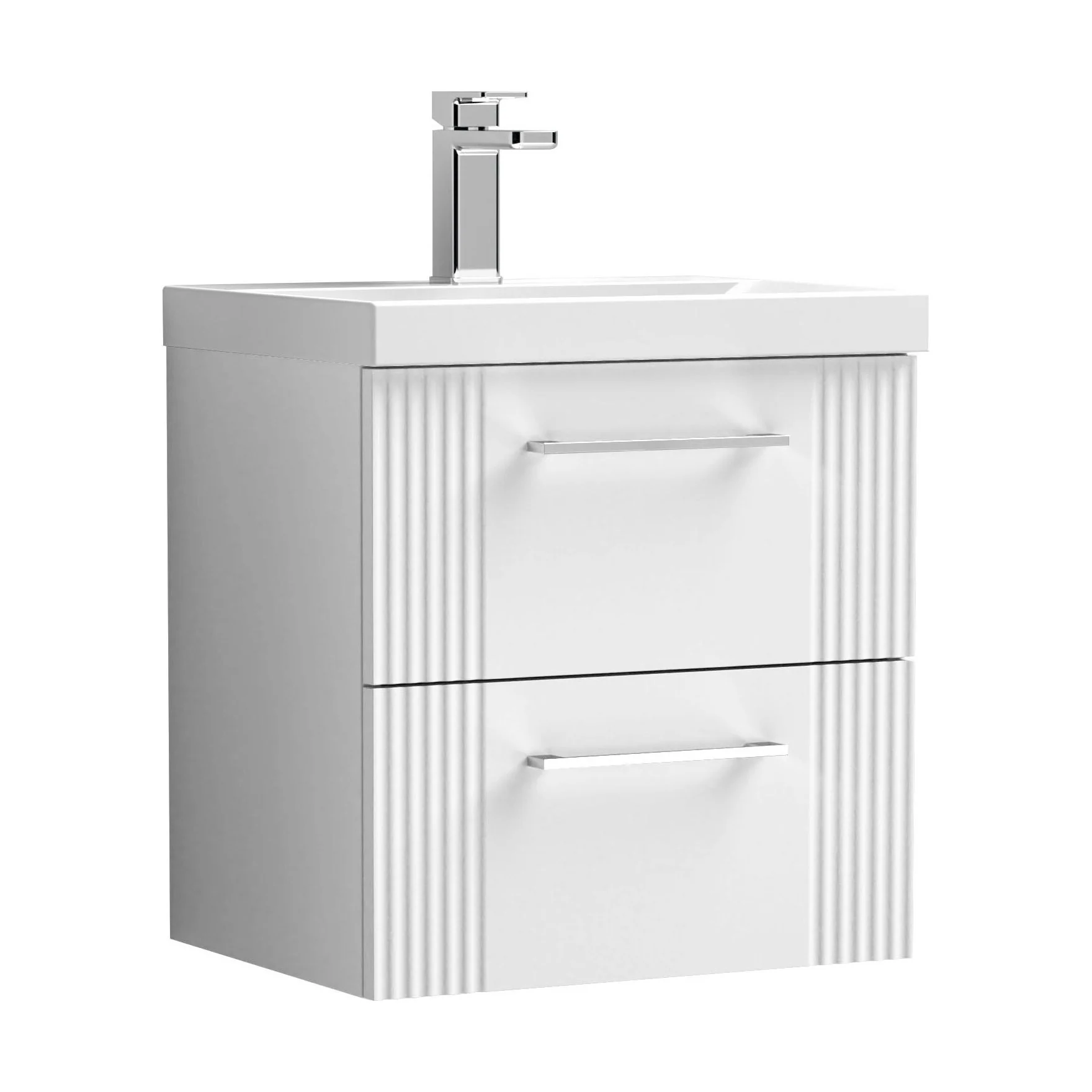 Belvide Partial Fluted 2 Drawer Wall Hung Vanity Unit with Mid-Edge 1 Tap Hole Ceramic Basin - Image 64