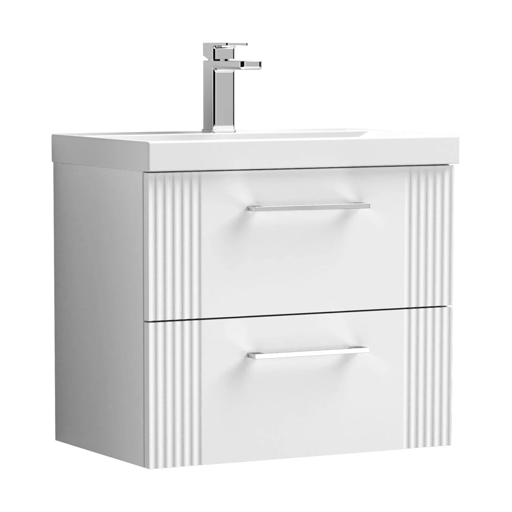 Belvide Partial Fluted 2 Drawer Wall Hung Vanity Unit with Mid-Edge 1 Tap Hole Ceramic Basin - Image 65