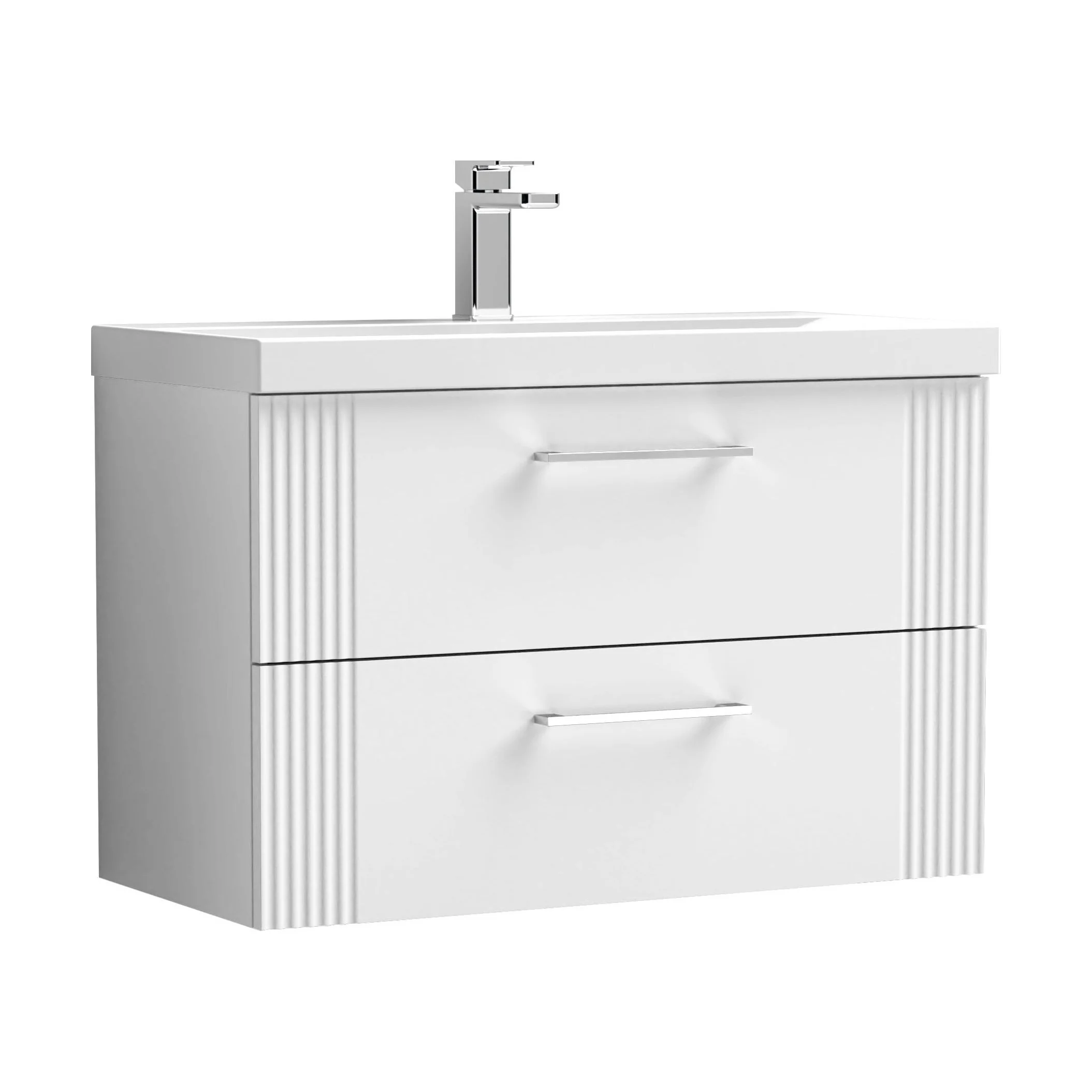 Belvide Partial Fluted 2 Drawer Wall Hung Vanity Unit with Mid-Edge 1 Tap Hole Ceramic Basin - Image 66