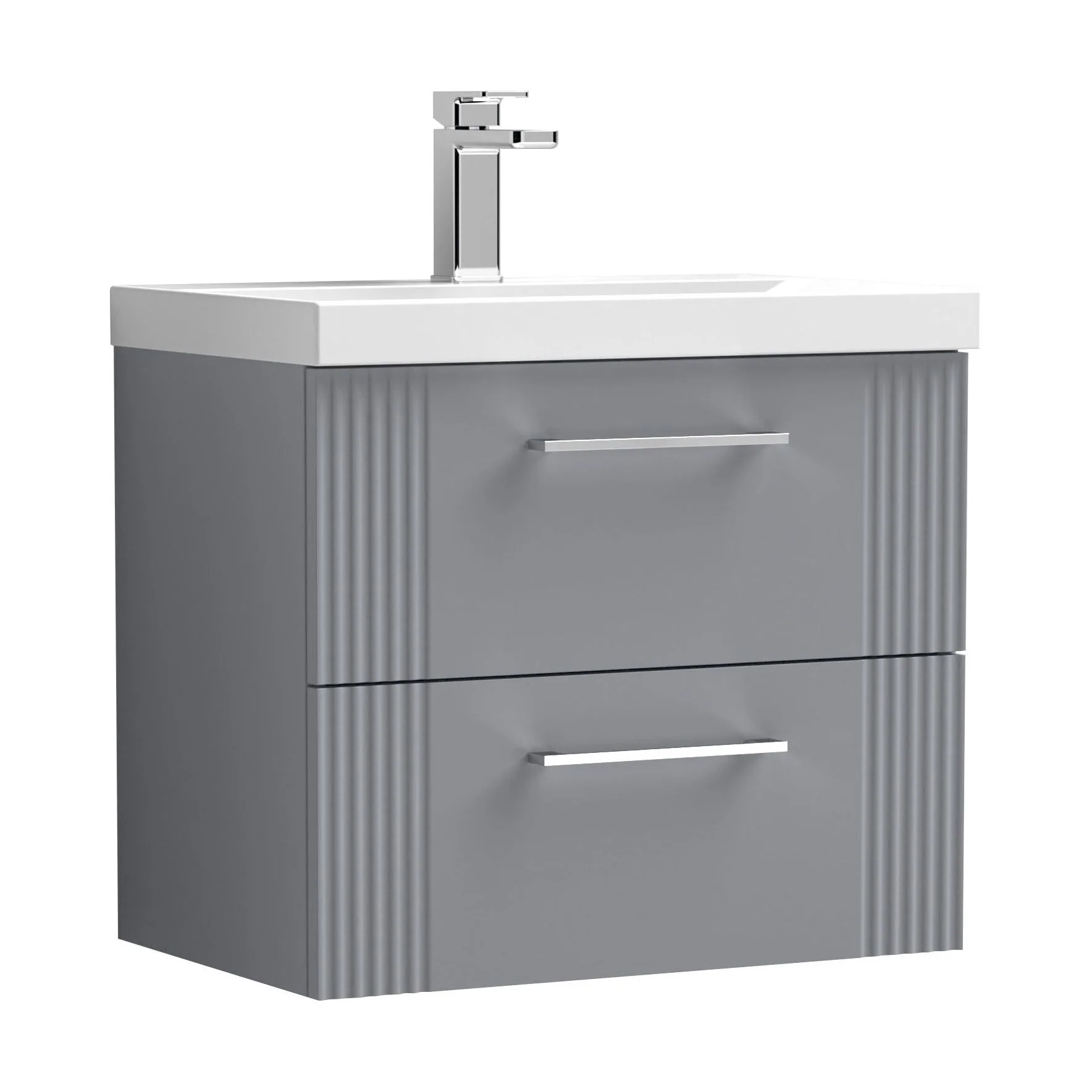Belvide Partial Fluted 2 Drawer Wall Hung Vanity Unit with Mid-Edge 1 Tap Hole Ceramic Basin - Image 68