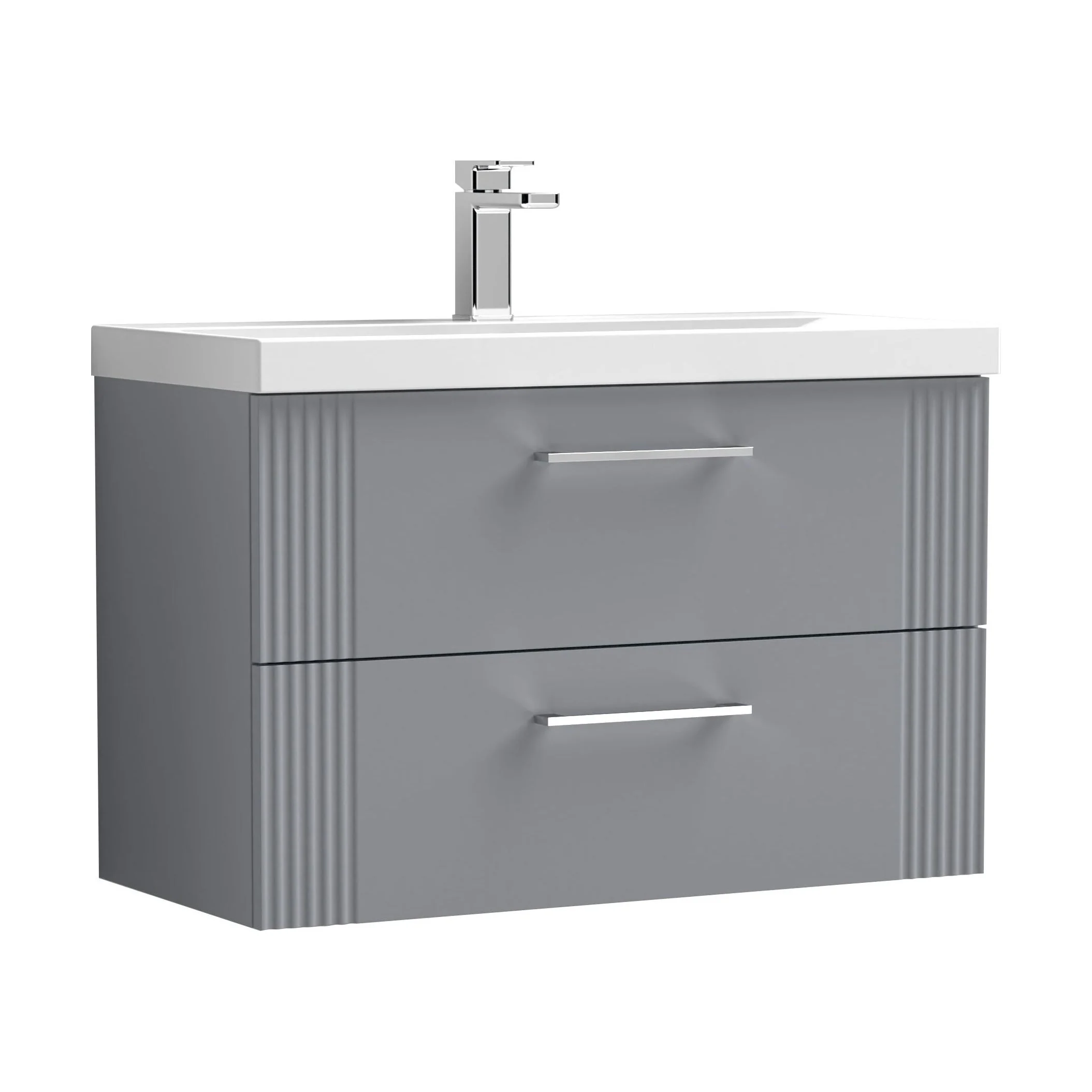 Belvide Partial Fluted 2 Drawer Wall Hung Vanity Unit with Mid-Edge 1 Tap Hole Ceramic Basin - Image 69