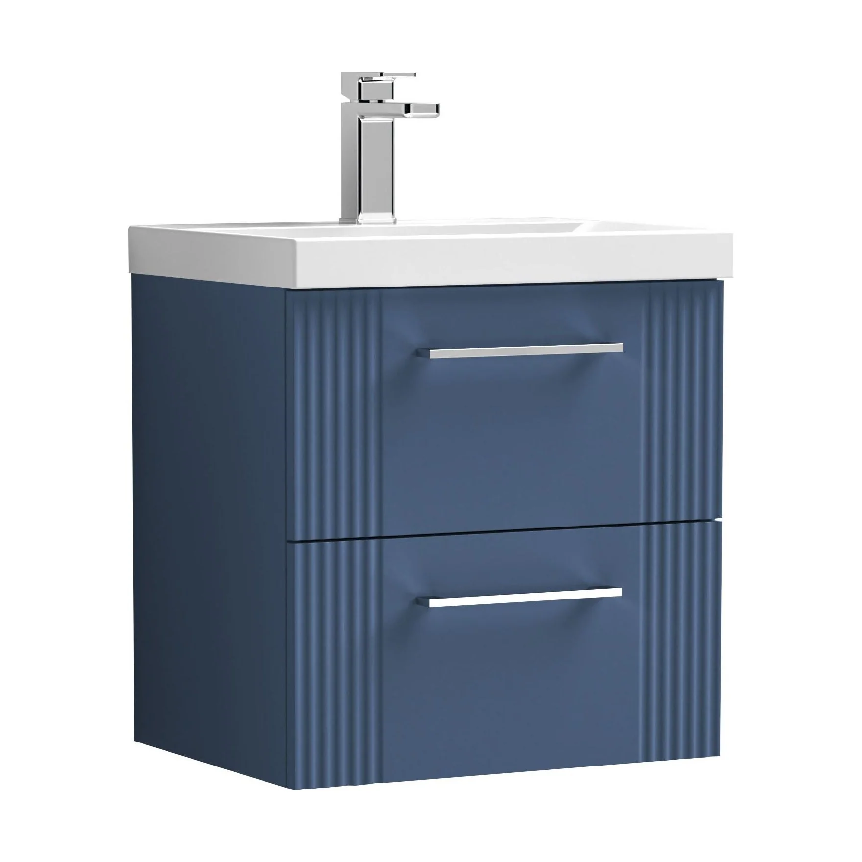 Belvide Partial Fluted 2 Drawer Wall Hung Vanity Unit with Mid-Edge 1 Tap Hole Ceramic Basin - Image 70
