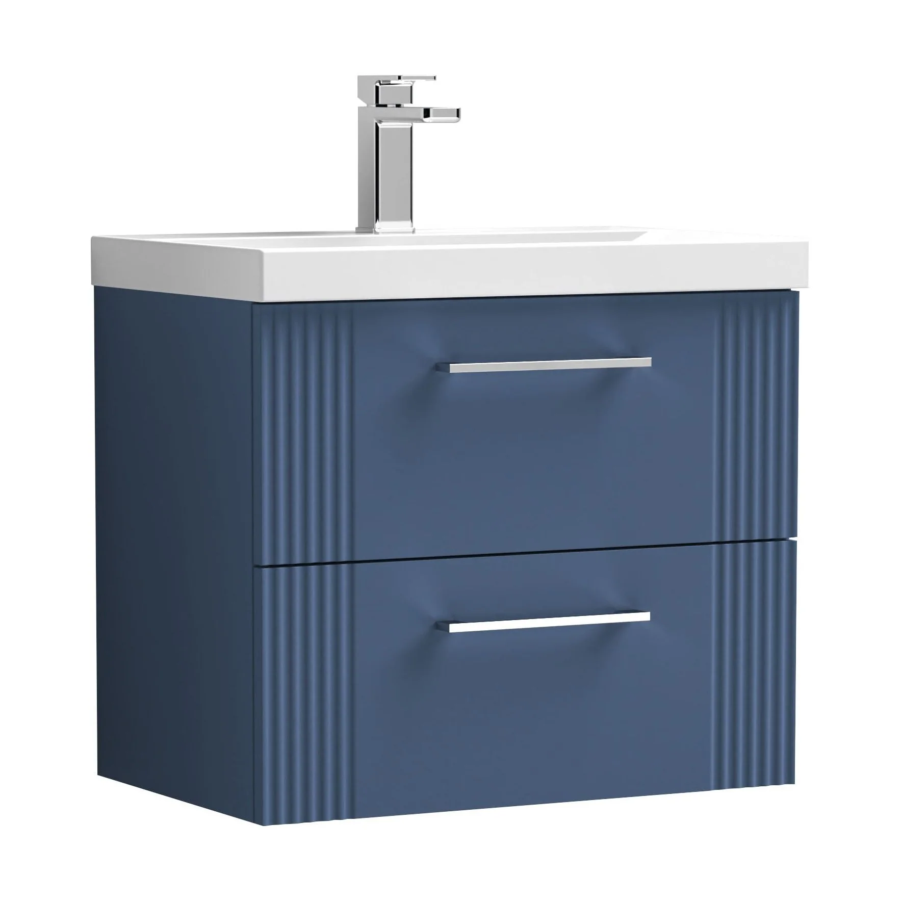 Belvide Partial Fluted 2 Drawer Wall Hung Vanity Unit with Mid-Edge 1 Tap Hole Ceramic Basin - Image 71