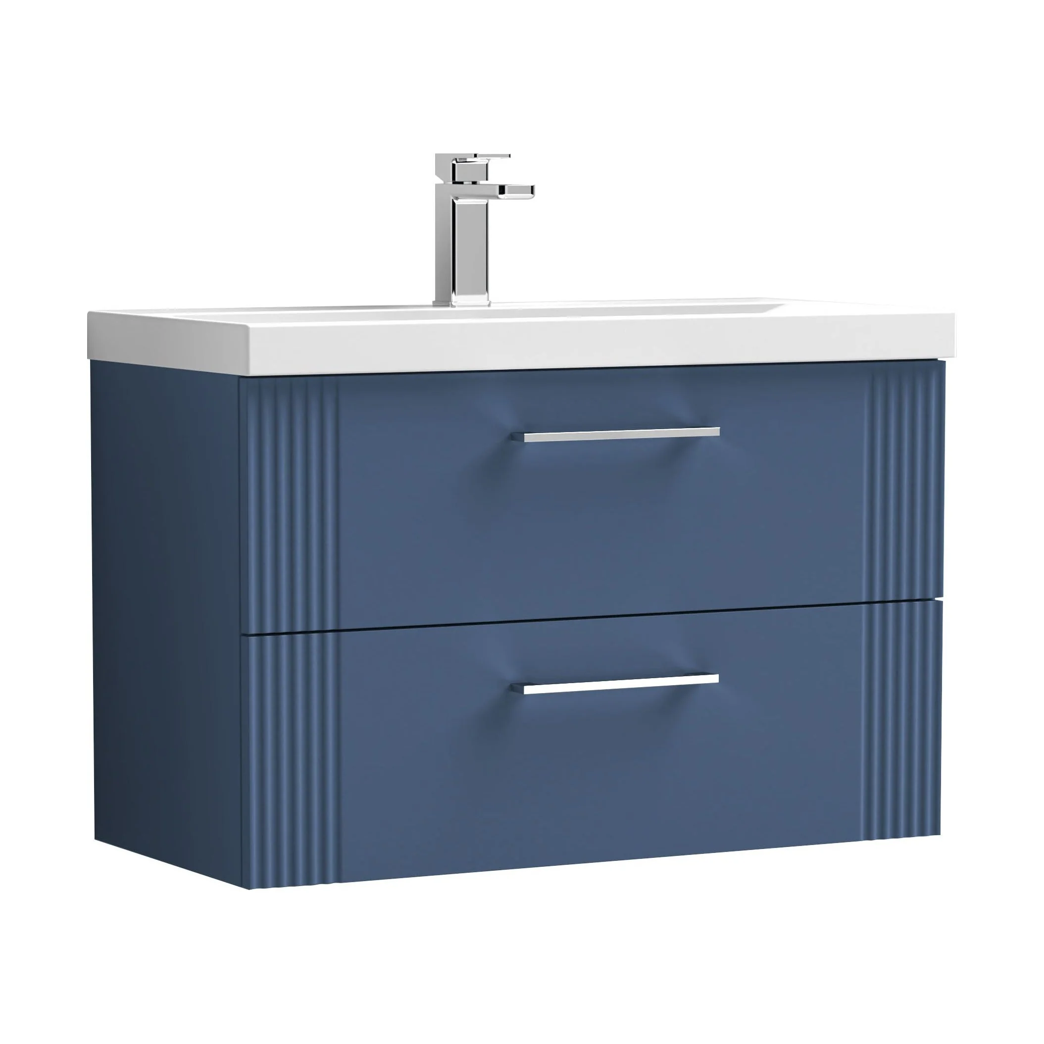 Belvide Partial Fluted 2 Drawer Wall Hung Vanity Unit with Mid-Edge 1 Tap Hole Ceramic Basin - Image 72