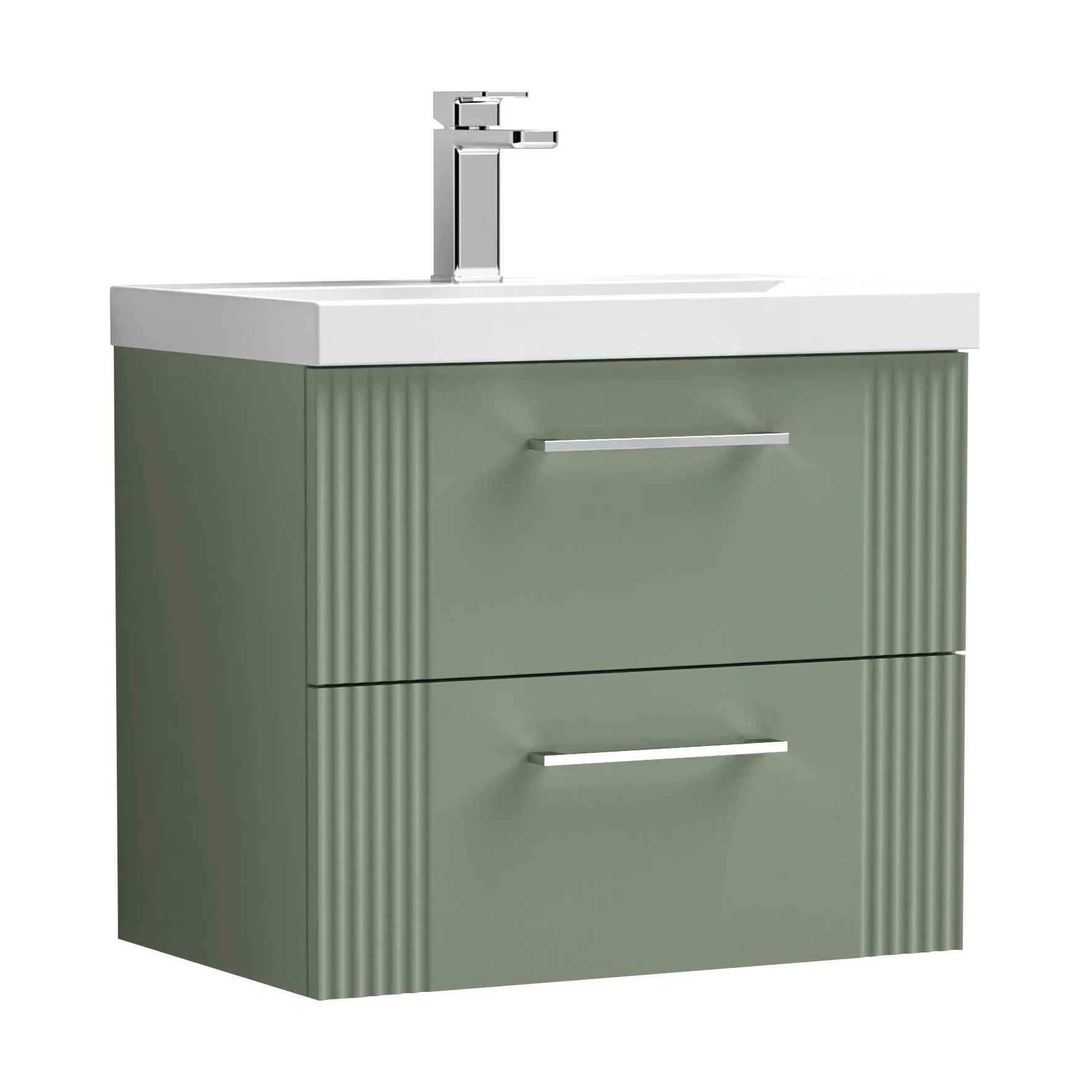 Belvide Partial Fluted 2 Drawer Wall Hung Vanity Unit with Mid-Edge 1 Tap Hole Ceramic Basin - Image 74