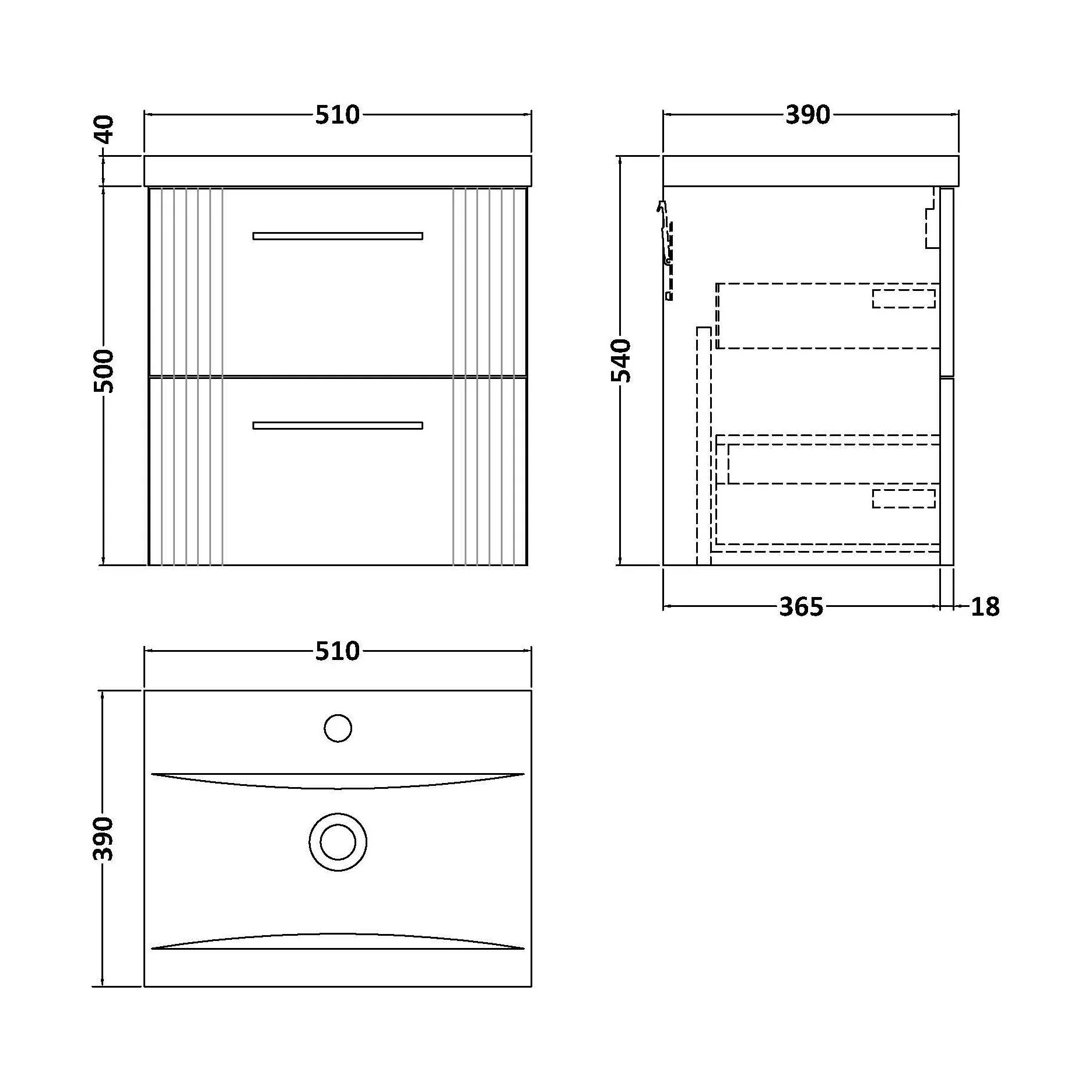Belvide Partial Fluted 2 Drawer Wall Hung Vanity Unit with Mid-Edge 1 Tap Hole Ceramic Basin - Image 88