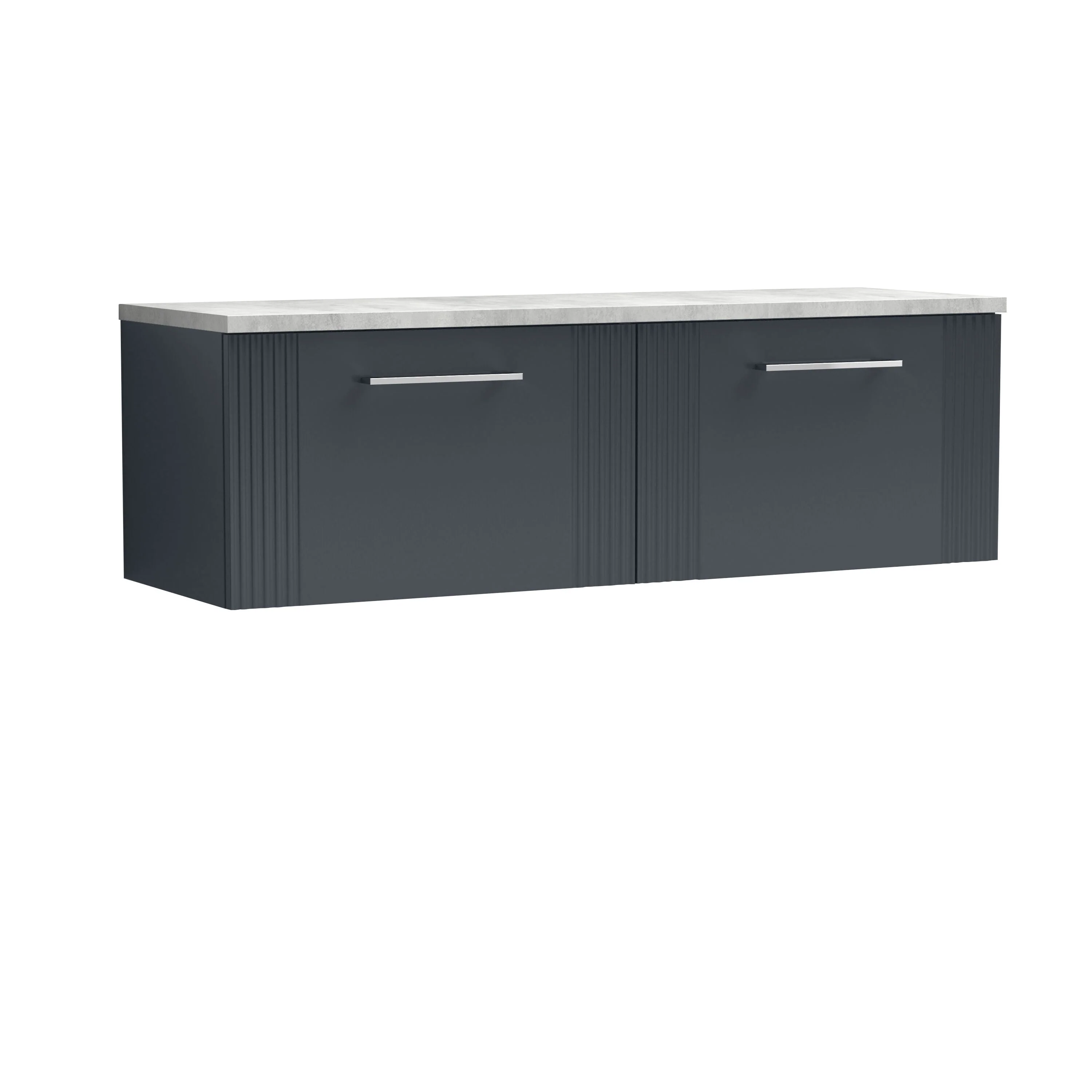 Belvide Retro Partial Fluted 1 Drawer Wall Hung Vanity Unit with Bellato Grey Laminate Worktop, Choice of Colour - Image 3