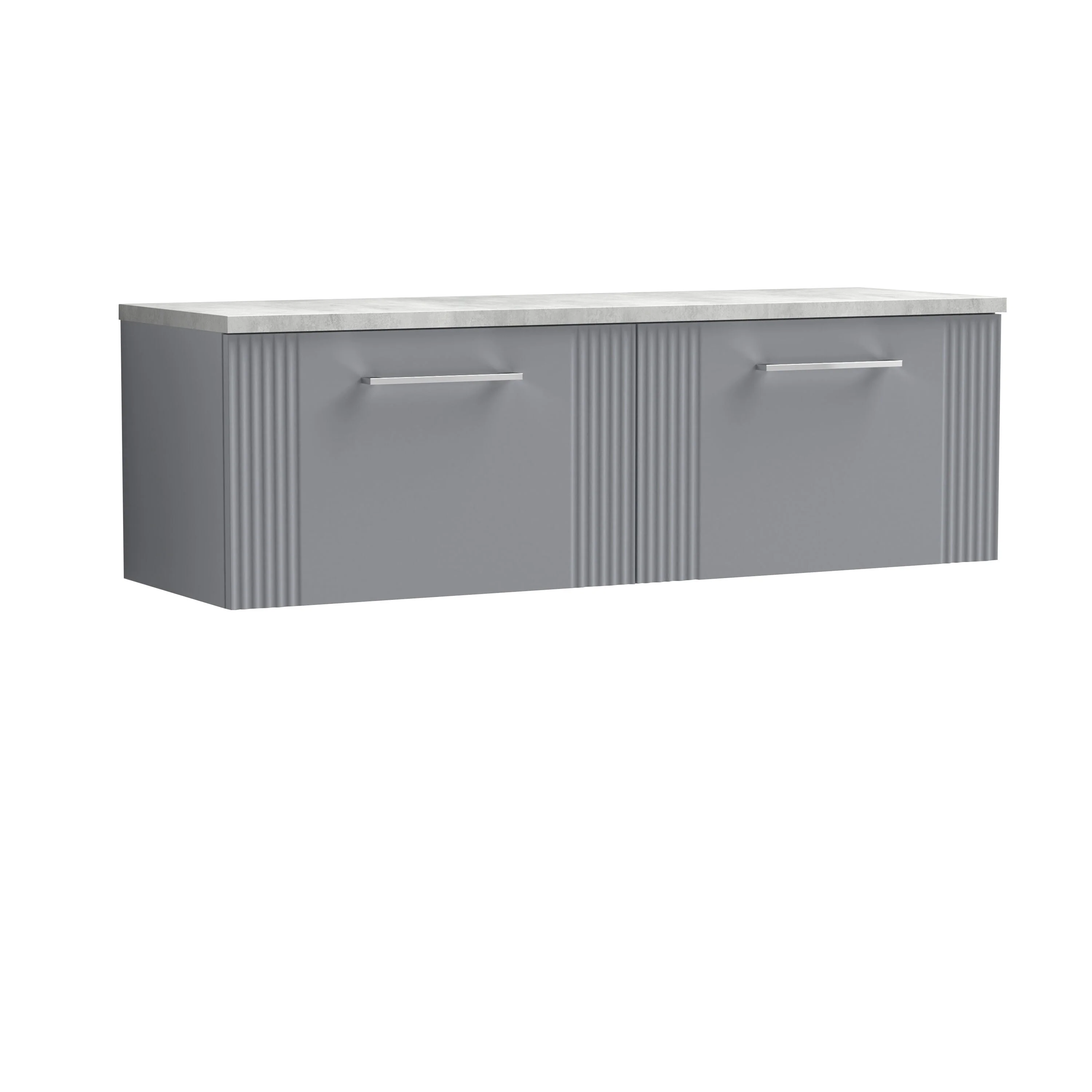 Belvide Retro Partial Fluted 1 Drawer Wall Hung Vanity Unit with Bellato Grey Laminate Worktop, Choice of Colour - Image 5