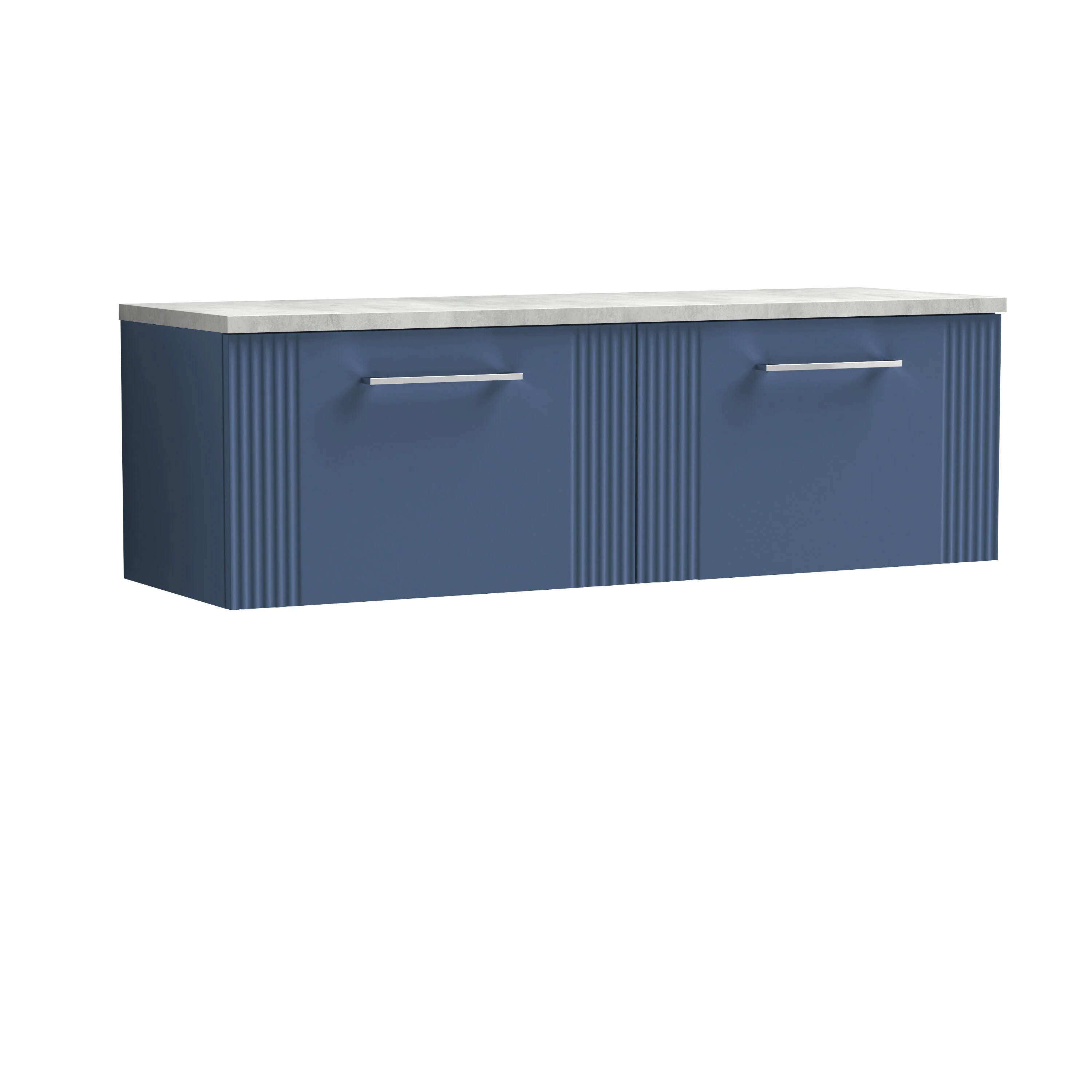 Belvide Retro Partial Fluted 1 Drawer Wall Hung Vanity Unit with Bellato Grey Laminate Worktop, Choice of Colour - Image 7