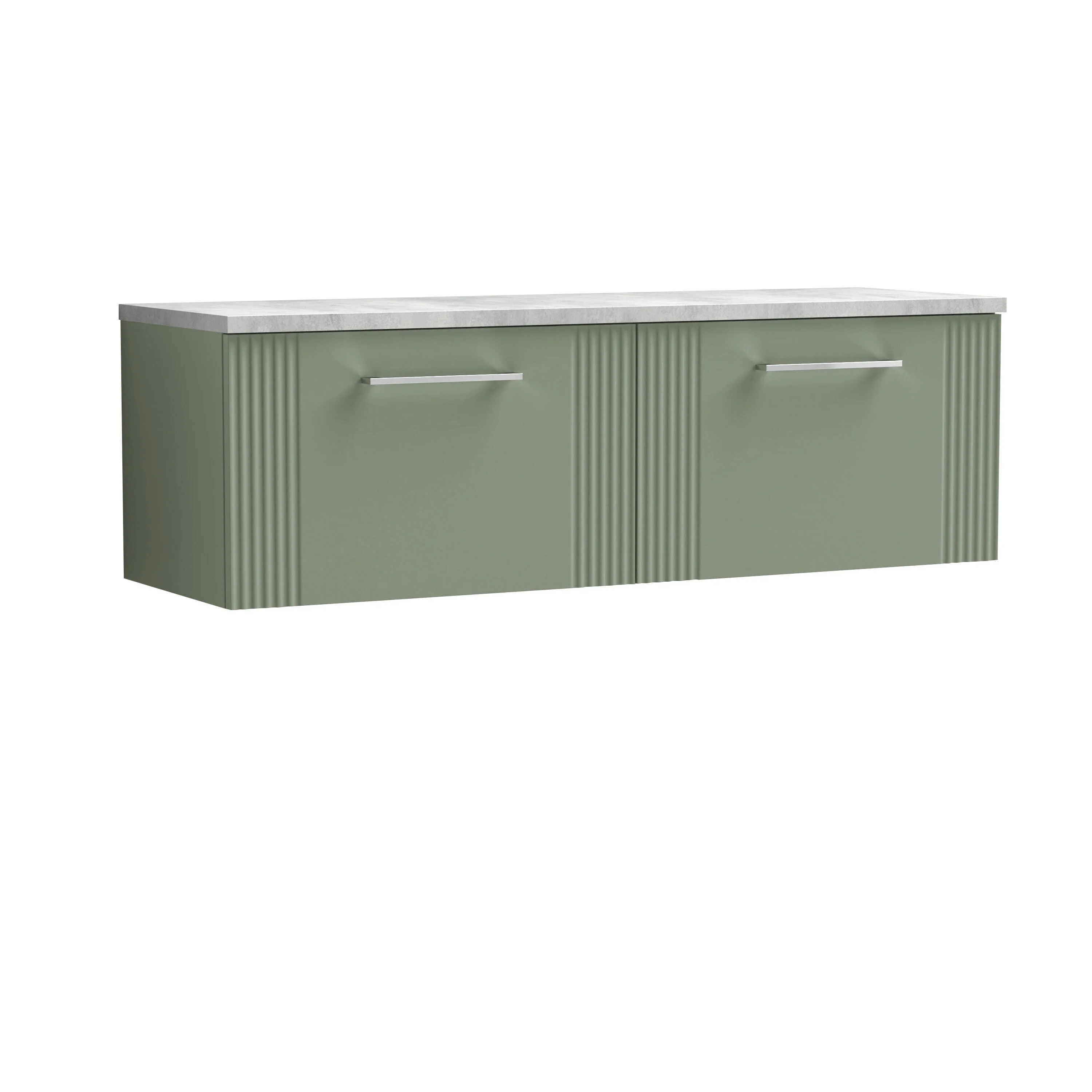 Belvide Retro Partial Fluted 1 Drawer Wall Hung Vanity Unit with Bellato Grey Laminate Worktop, Choice of Colour - Image 9