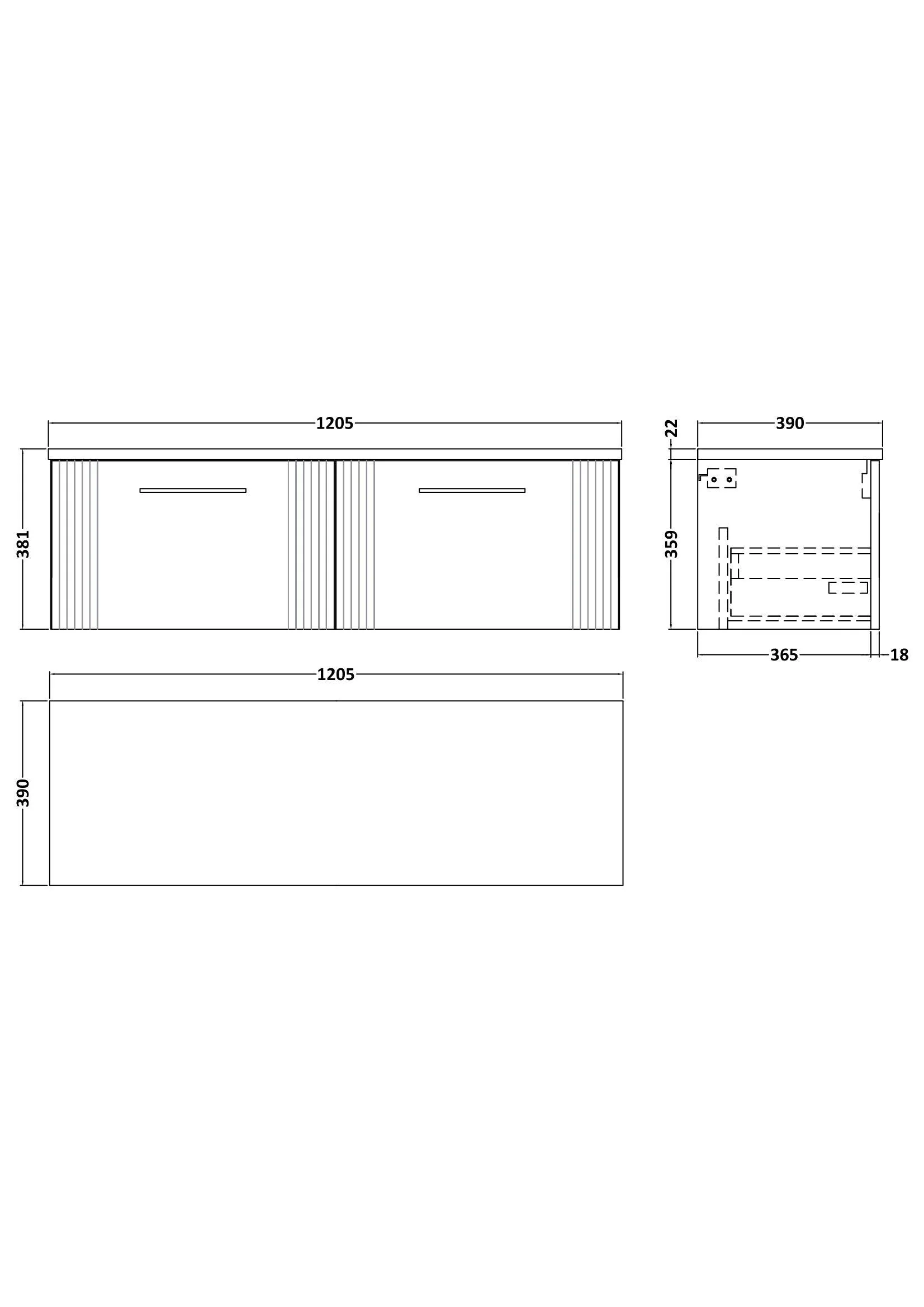 Belvide Retro Partial Fluted 1 Drawer Wall Hung Vanity Unit with Carrera Marble Laminate Worktop, Choice of Colour - Image 6