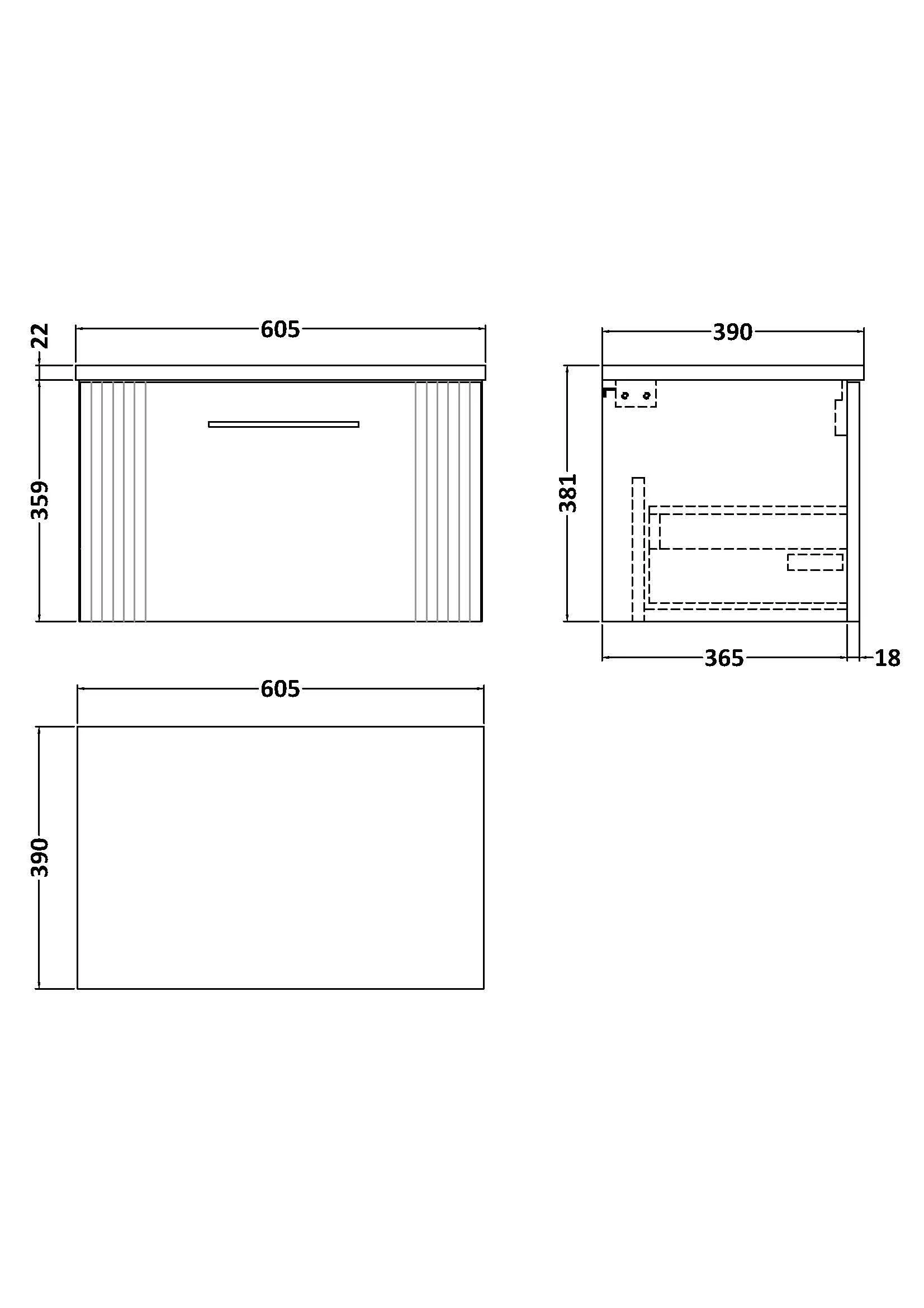 Belvide Retro Partial Fluted 1 Drawer Wall Hung Vanity Unit with Carrera Marble Laminate Worktop, Choice of Size and Colour - Image 18