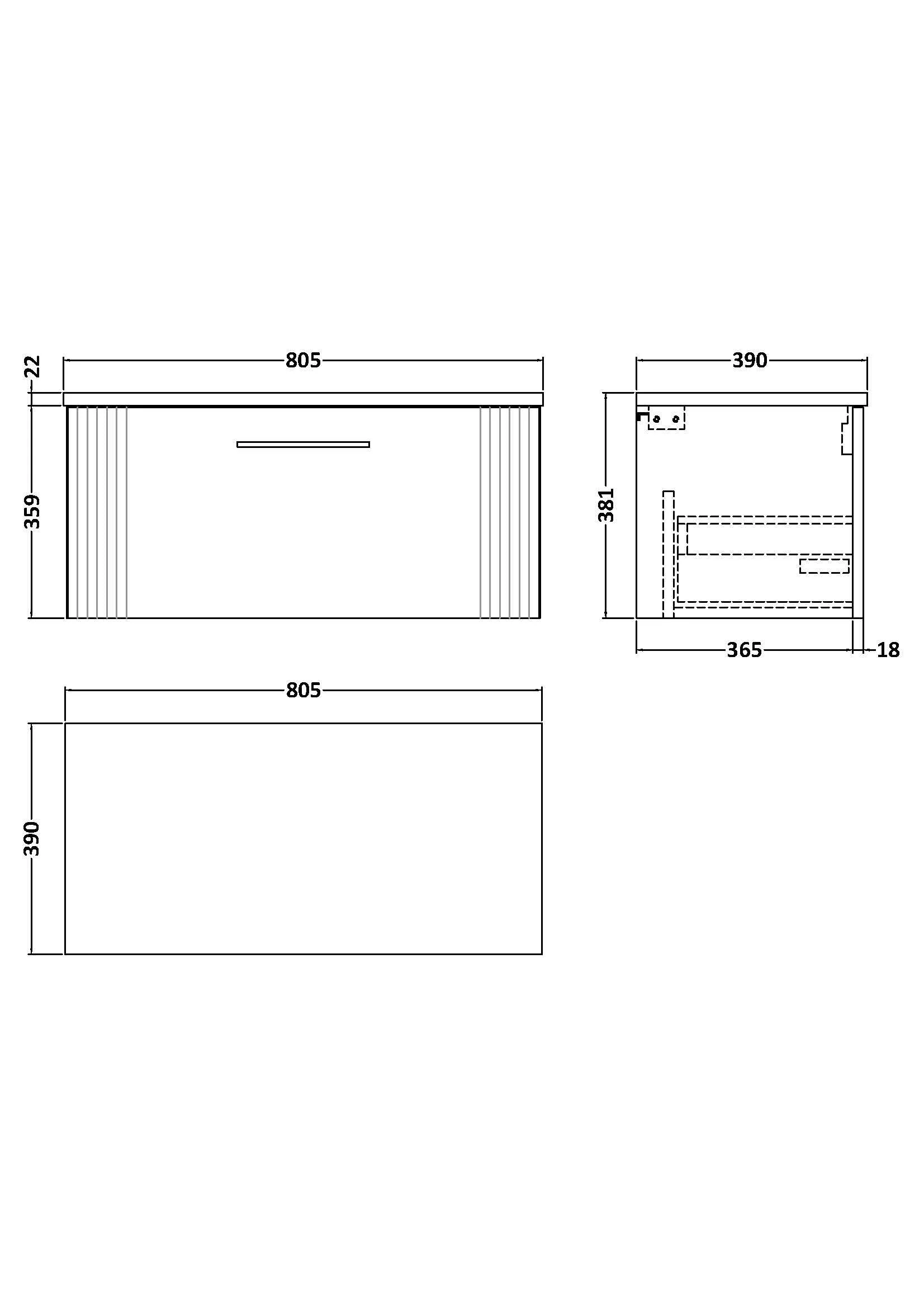 Belvide Retro Partial Fluted 1 Drawer Wall Hung Vanity Unit with Carrera Marble Laminate Worktop, Choice of Size and Colour - Image 20