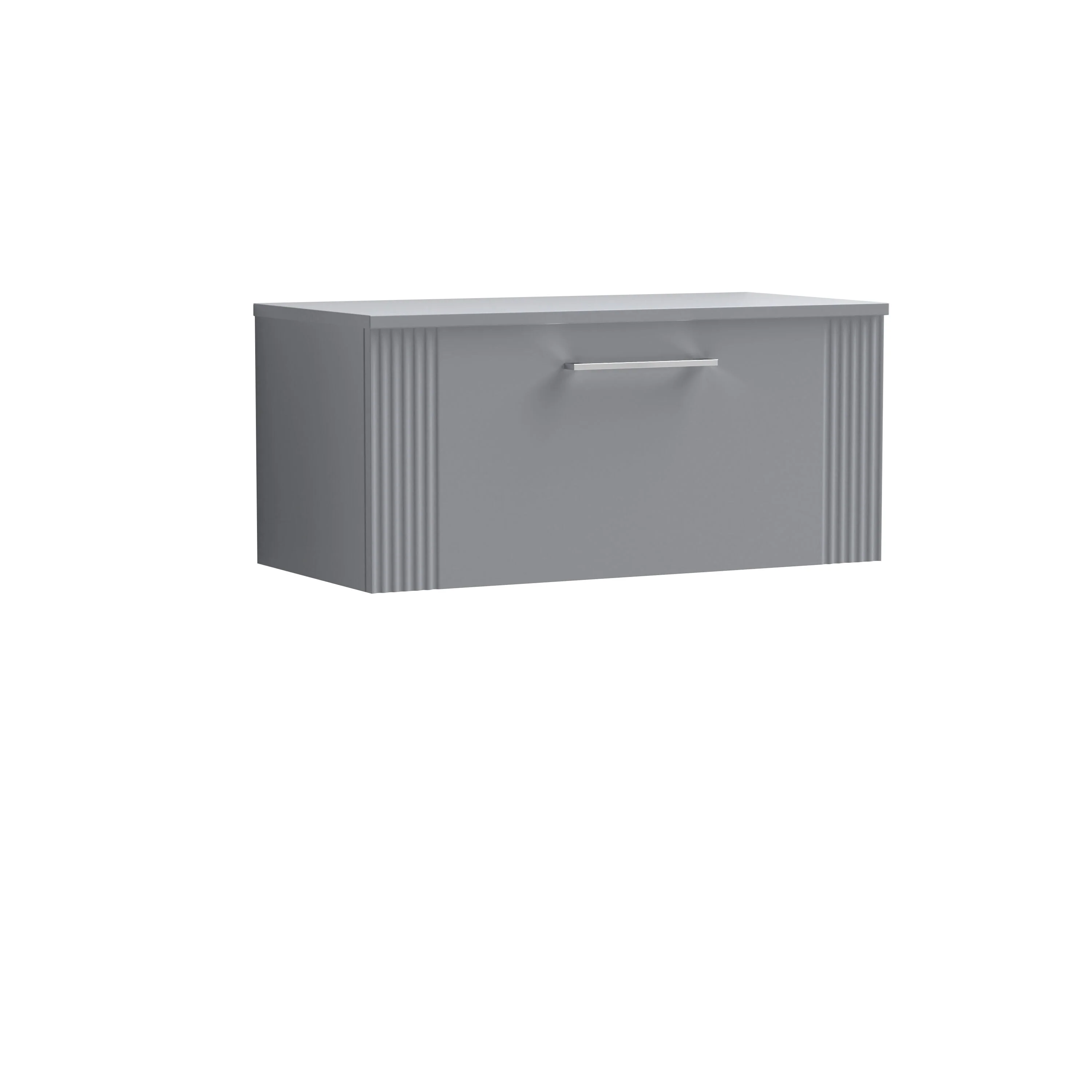 Belvide Retro Partial Fluted 1 Drawer Wall Hung Vanity Unit with Colour Coordinating Worktop, Choice of Size and Colour - Image 11