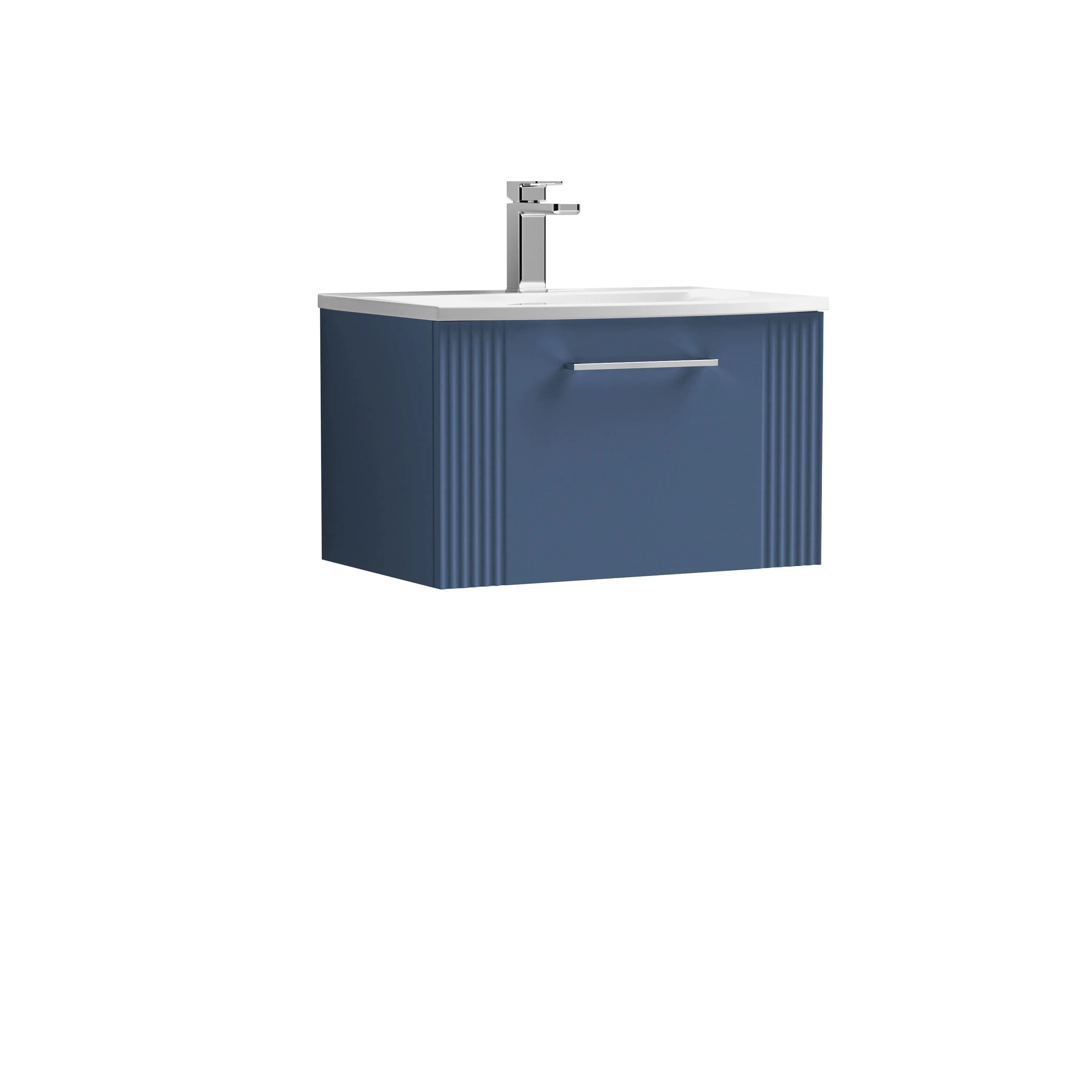 Belvide Retro Partial Fluted 1 Drawer Wall Hung Vanity Unit with Colour Coordinating Worktop, Choice of Size and Colour - Image 13