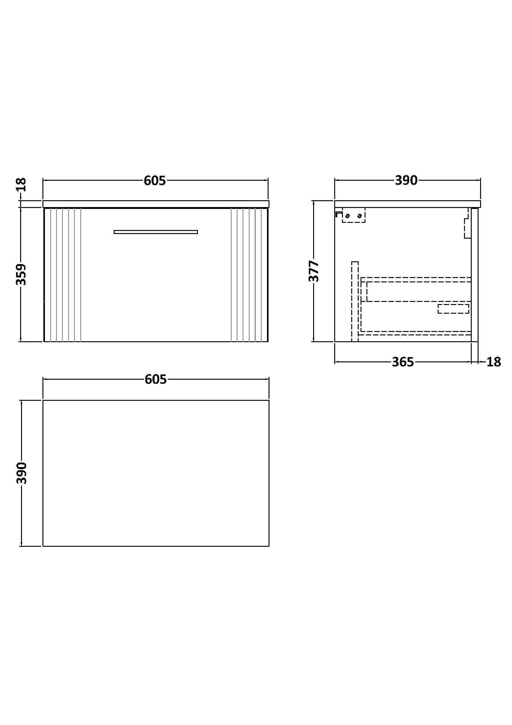 Belvide Retro Partial Fluted 1 Drawer Wall Hung Vanity Unit with Colour Coordinating Worktop, Choice of Size and Colour - Image 2