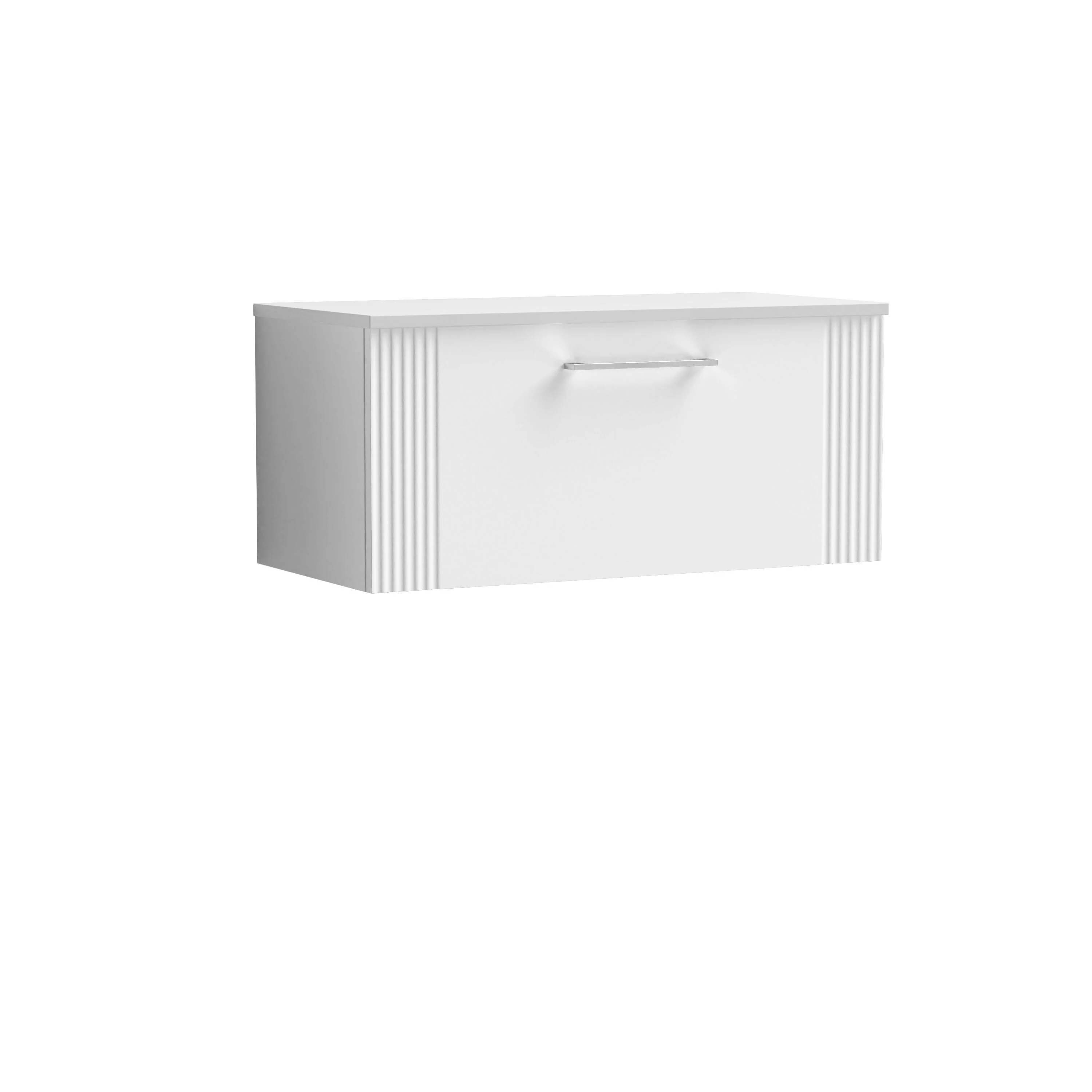 Belvide Retro Partial Fluted 1 Drawer Wall Hung Vanity Unit with Colour Coordinating Worktop, Choice of Size and Colour - Image 3
