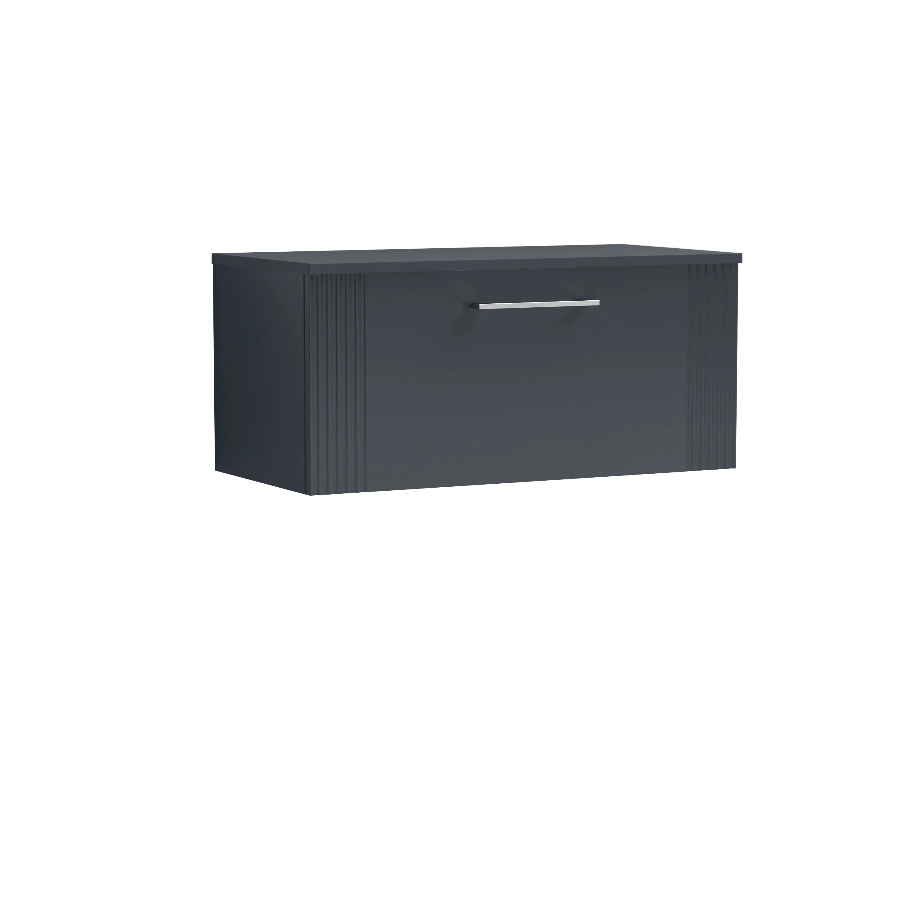 Belvide Retro Partial Fluted 1 Drawer Wall Hung Vanity Unit with Colour Coordinating Worktop, Choice of Size and Colour - Image 7