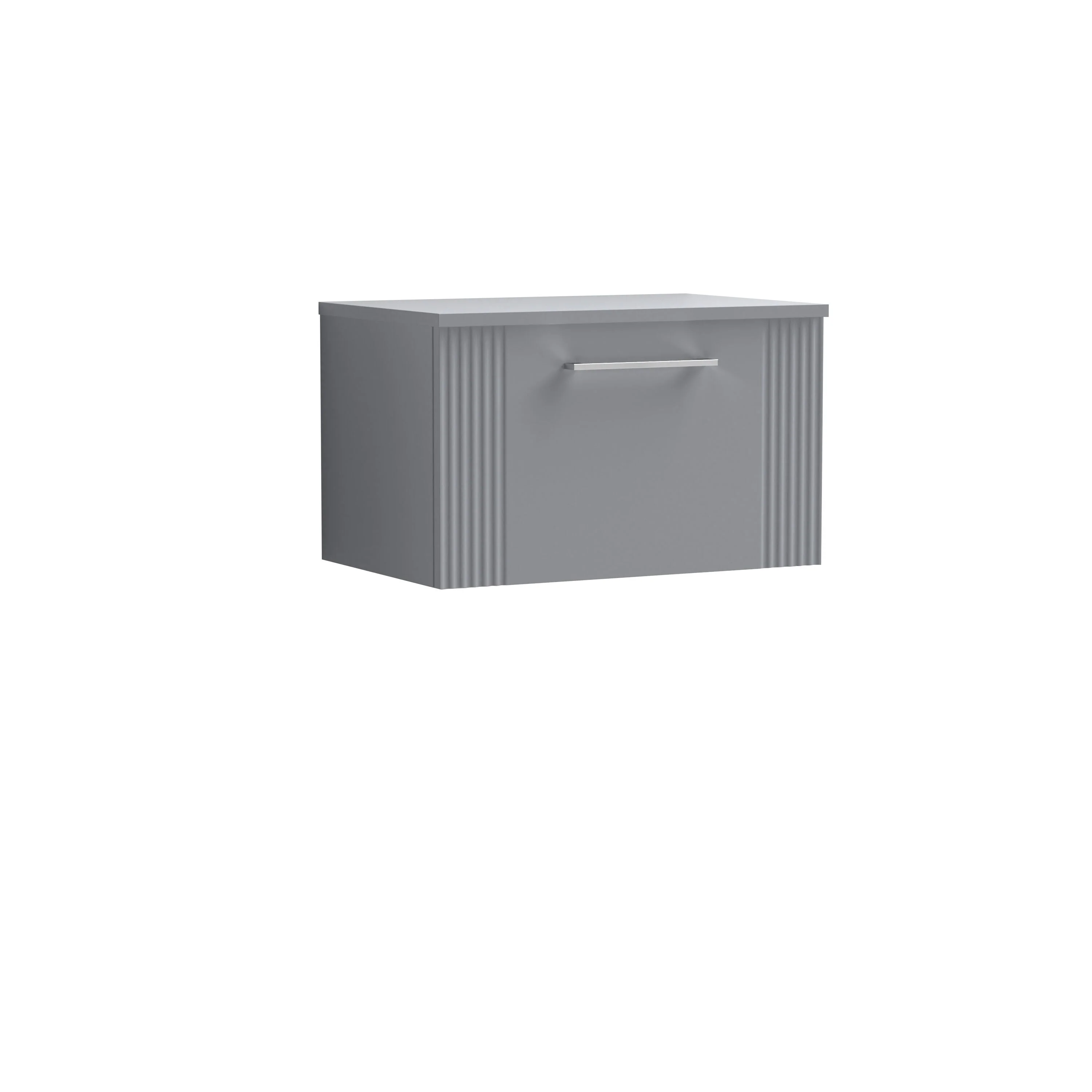 Belvide Retro Partial Fluted 1 Drawer Wall Hung Vanity Unit with Colour Coordinating Worktop, Choice of Size and Colour - Image 9
