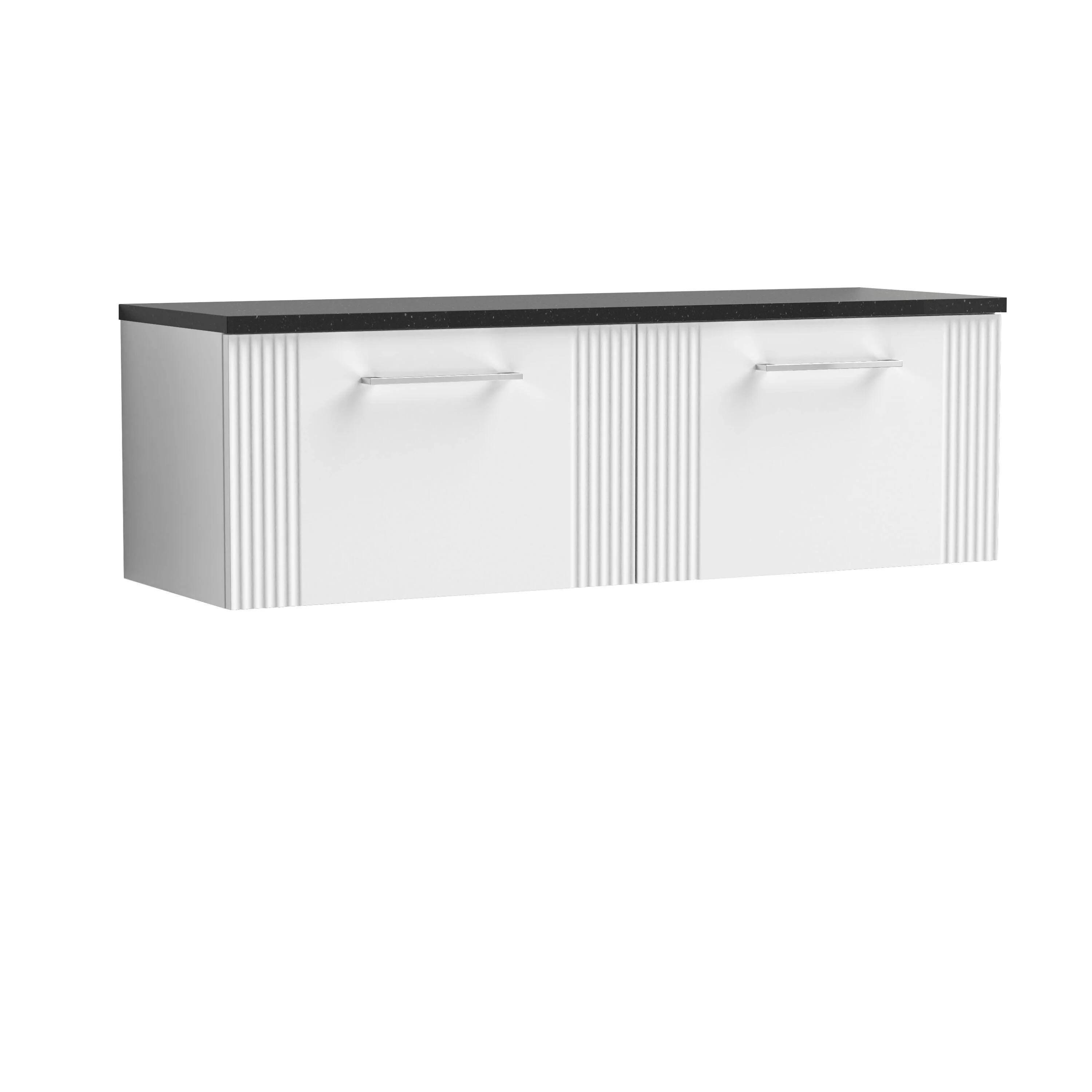 Belvide Retro Partial Fluted 1 Drawer Wall Hung Vanity Unit with Sparkling Black Laminate Worktop, Choice of Colour