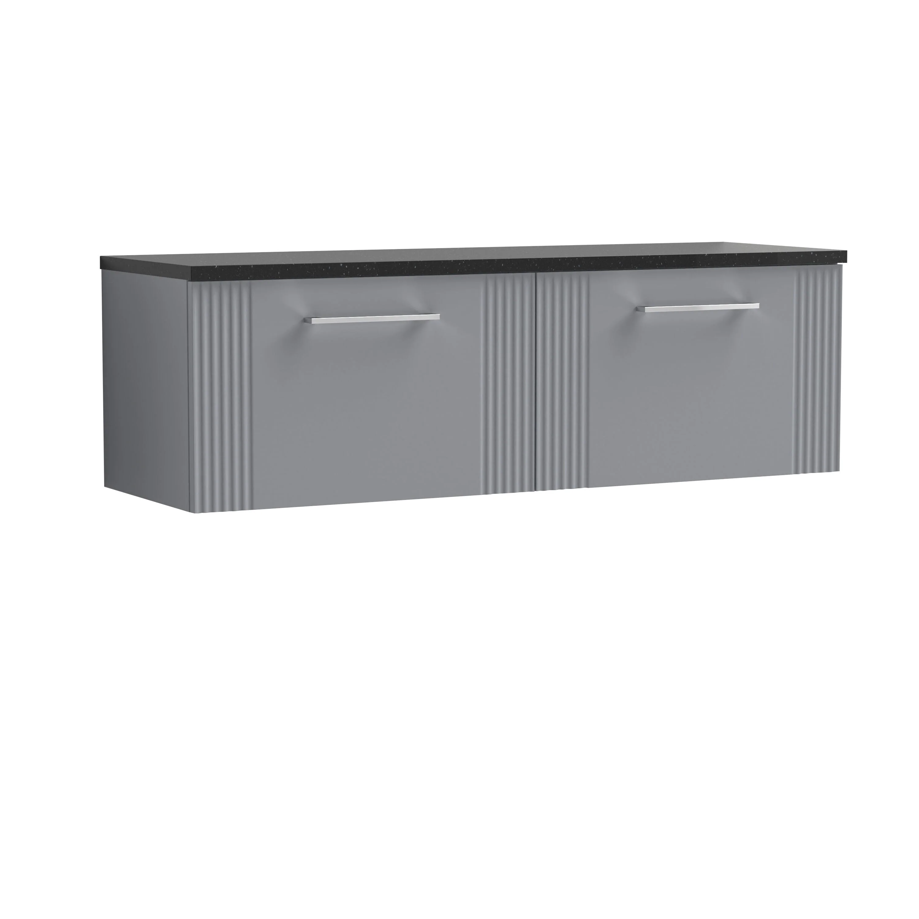 Belvide Retro Partial Fluted 1 Drawer Wall Hung Vanity Unit with Sparkling Black Laminate Worktop, Choice of Colour - Image 5