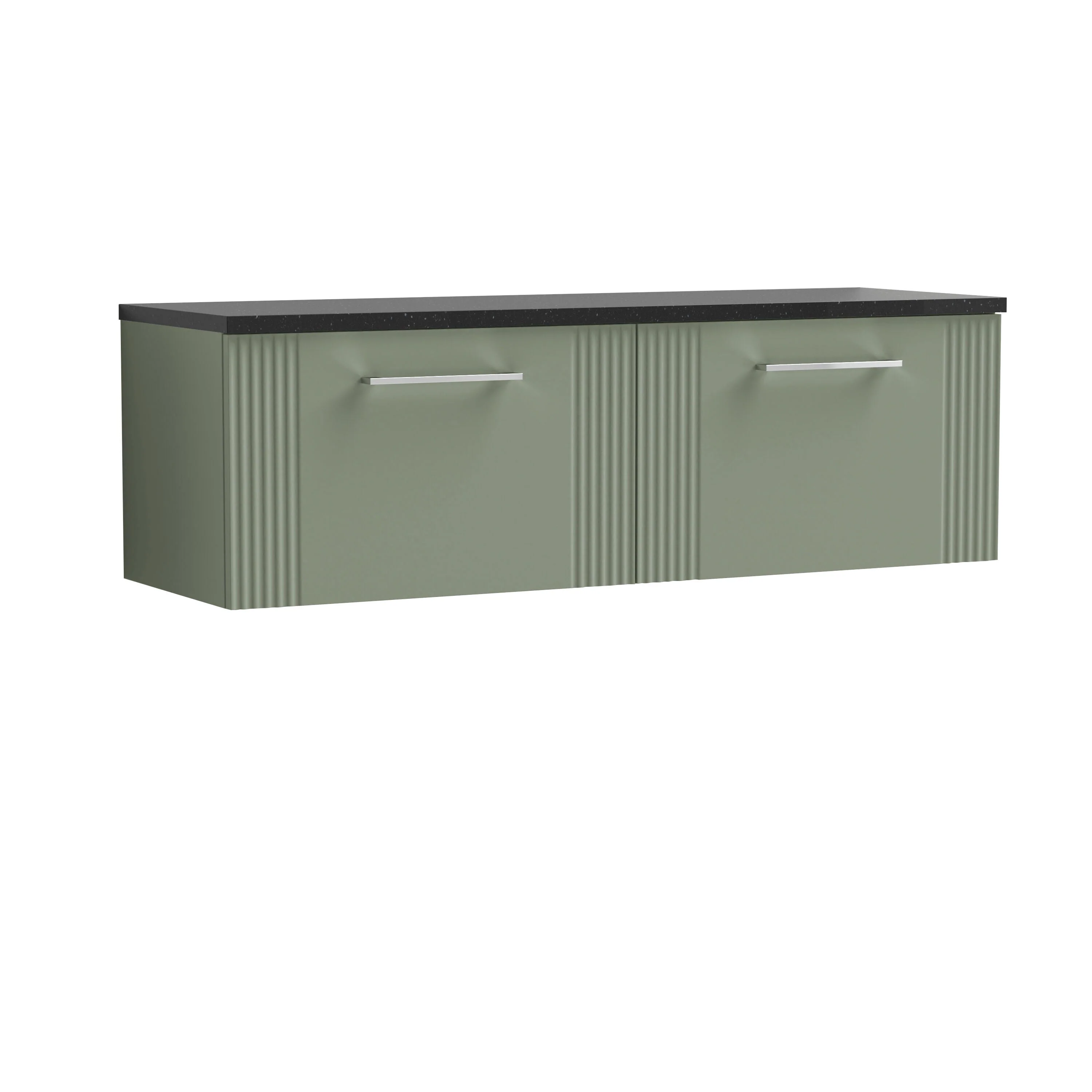 Belvide Retro Partial Fluted 1 Drawer Wall Hung Vanity Unit with Sparkling Black Laminate Worktop, Choice of Colour - Image 9