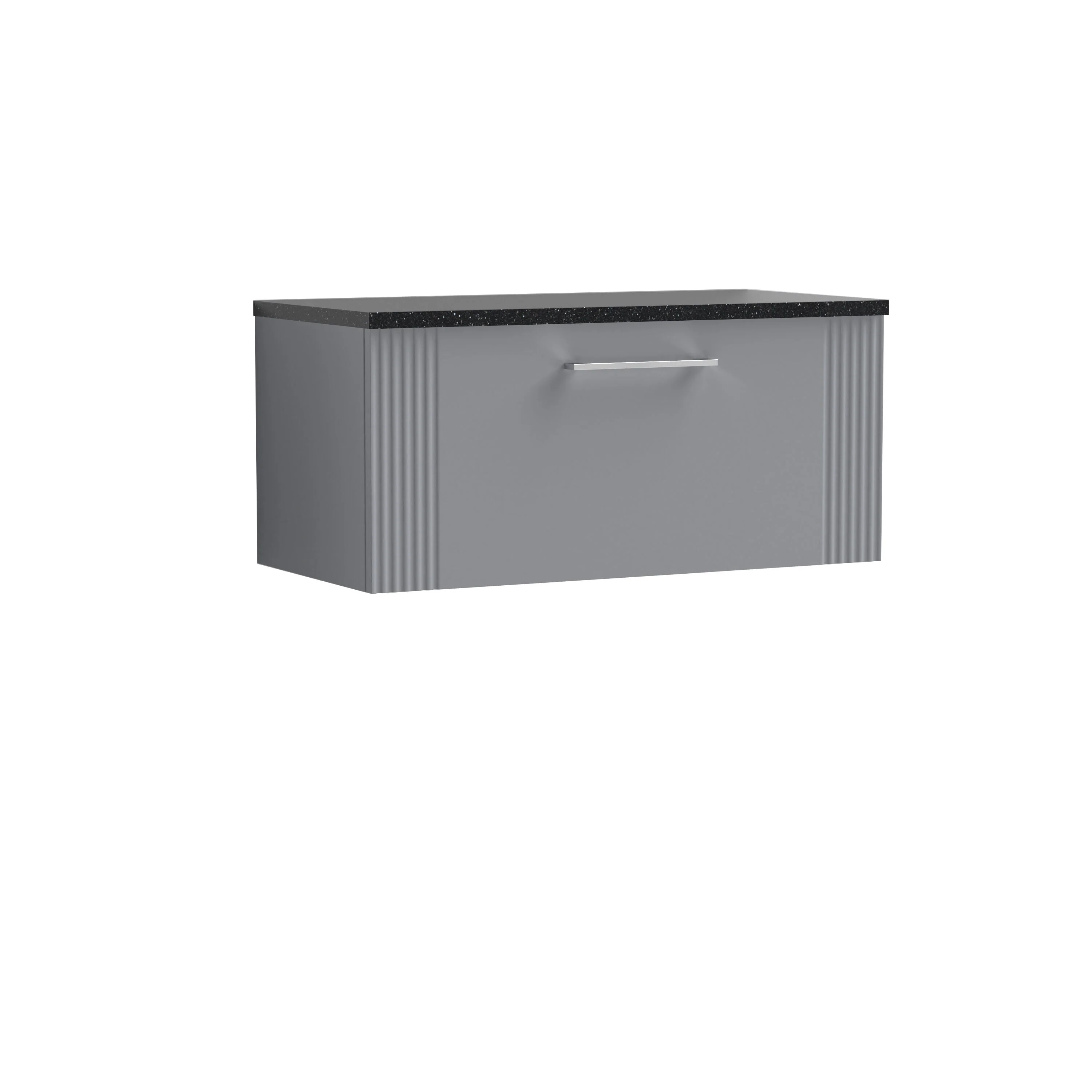 Belvide Retro Partial Fluted 1 Drawer Wall Hung Vanity Unit with Sparkling Black Laminate Worktop, Choice of Size and Colour - Image 11