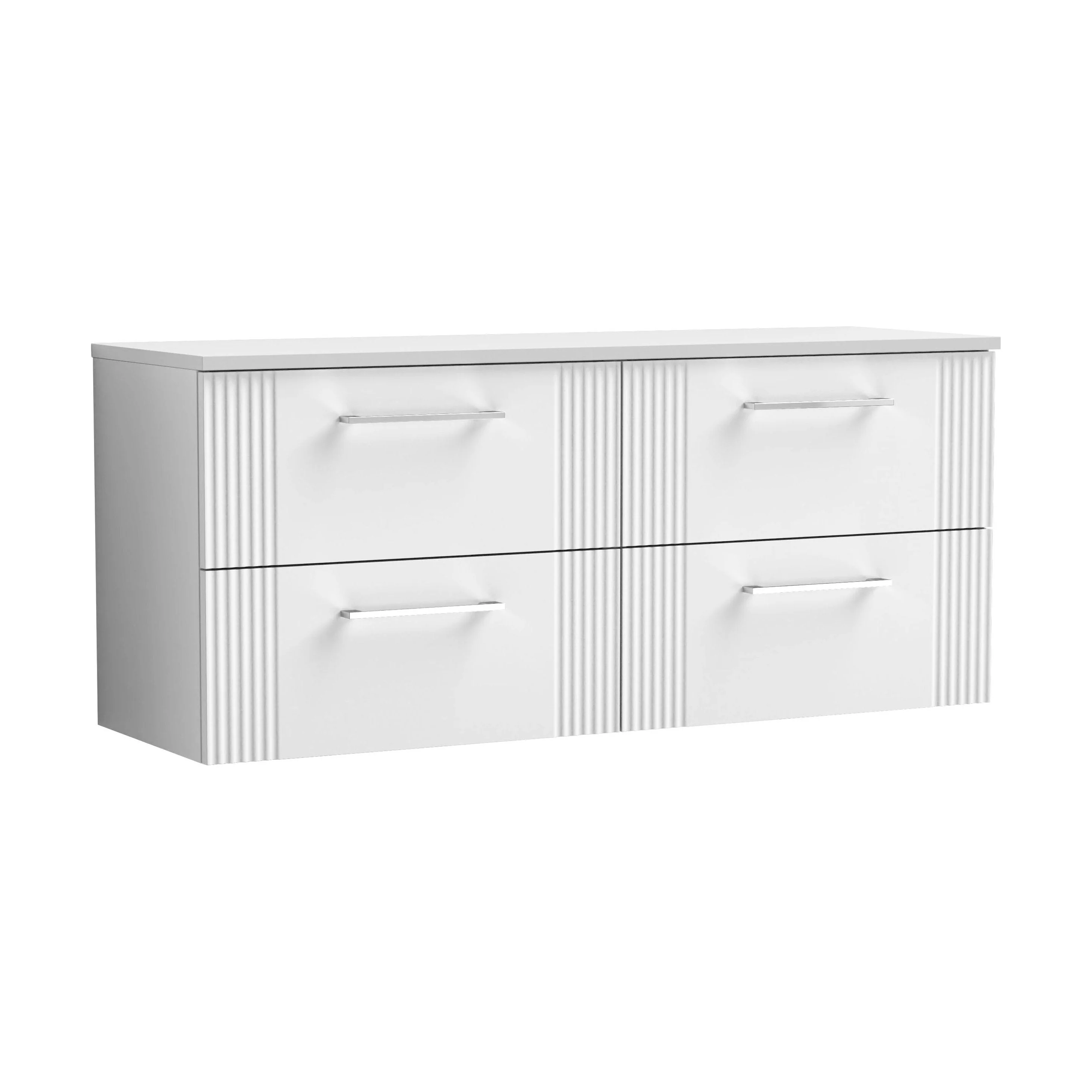 Belvide Retro Partial Fluted 2 Drawer Wall Hung Vanity Unit with Colour Coordinating Worktop, Choice of Colour
