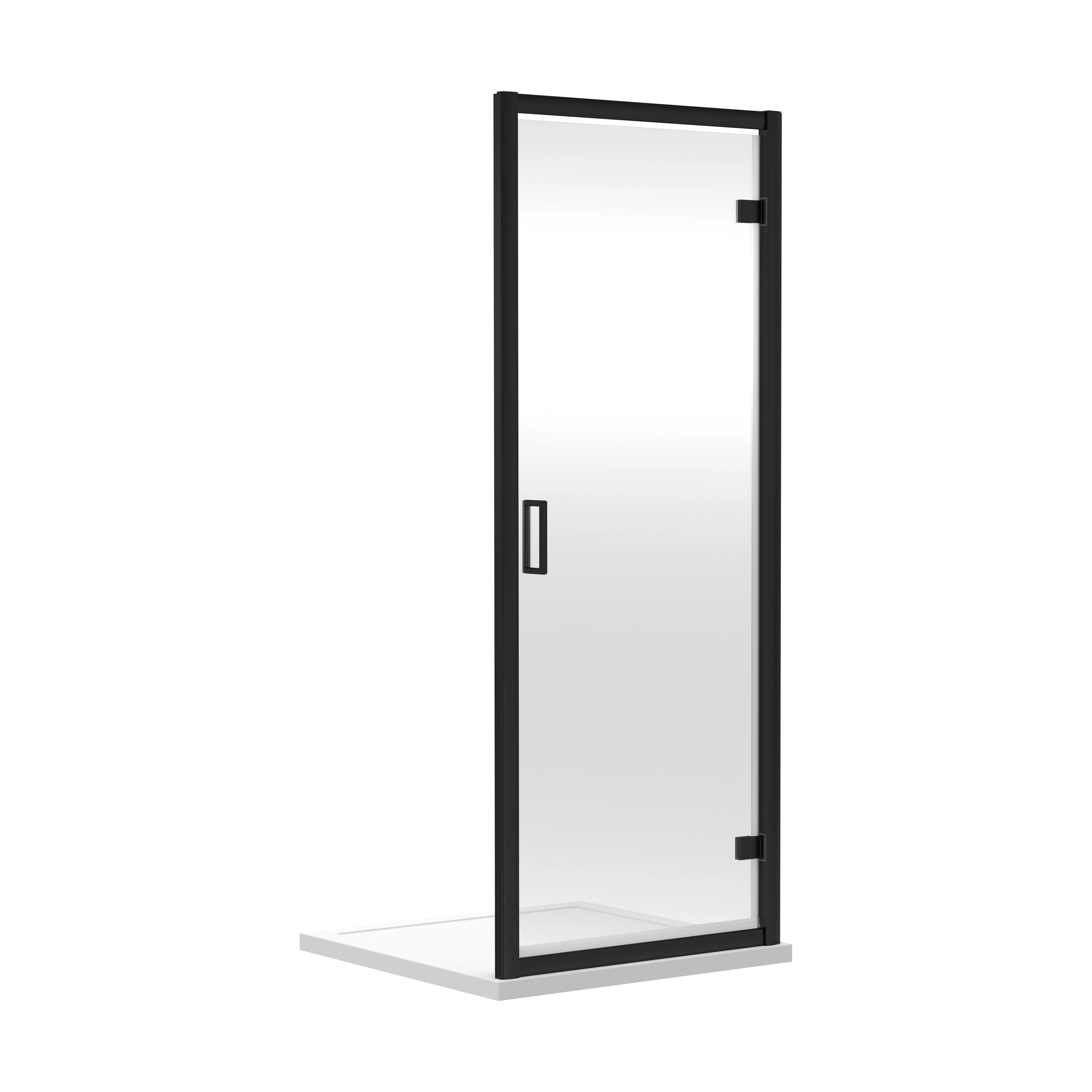 6mm Toughened Safety Glass Reversible Hinged Shower Door - 760mm - Black