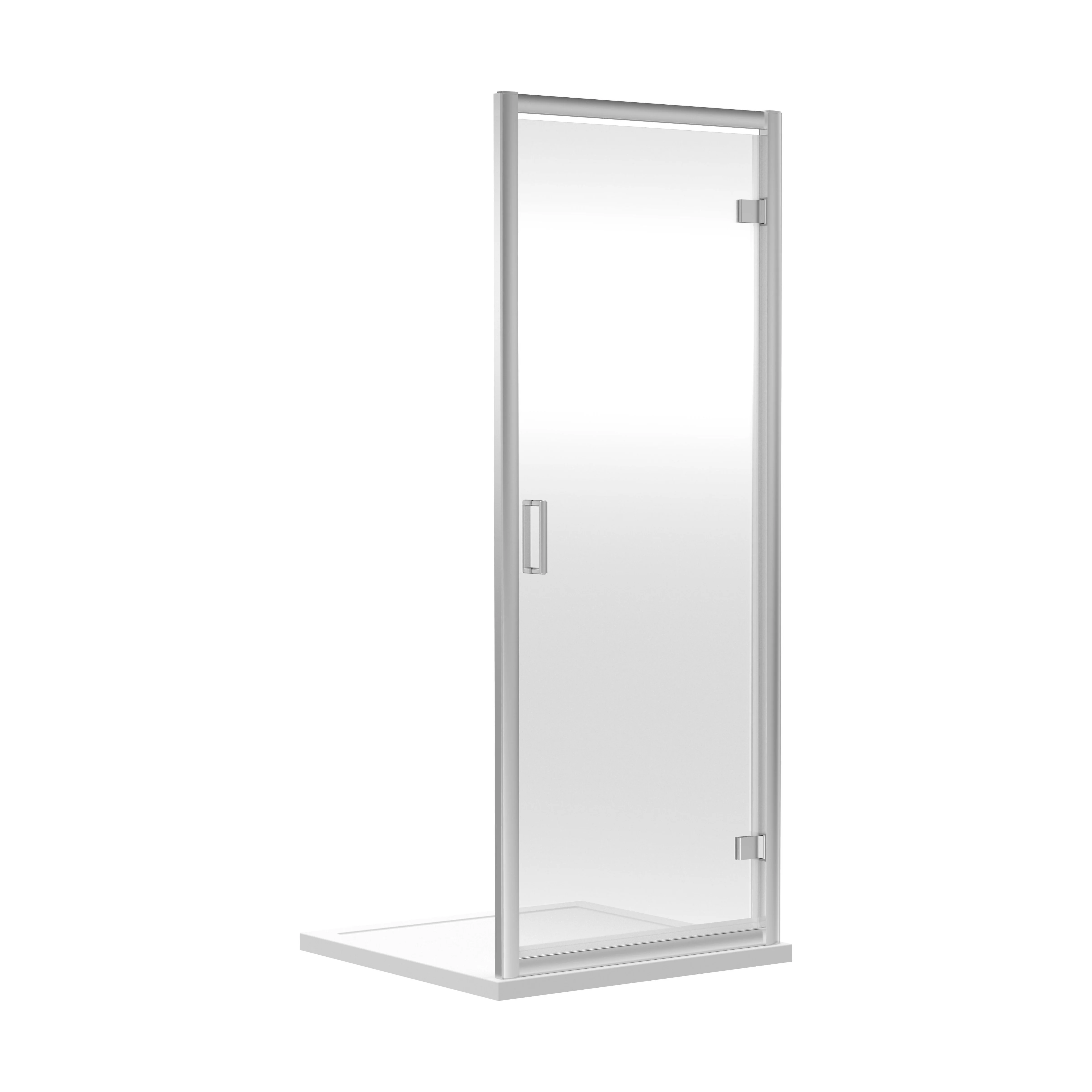 6mm Toughened Safety Glass Reversible Hinged Shower Door - 800mm - Chrome
