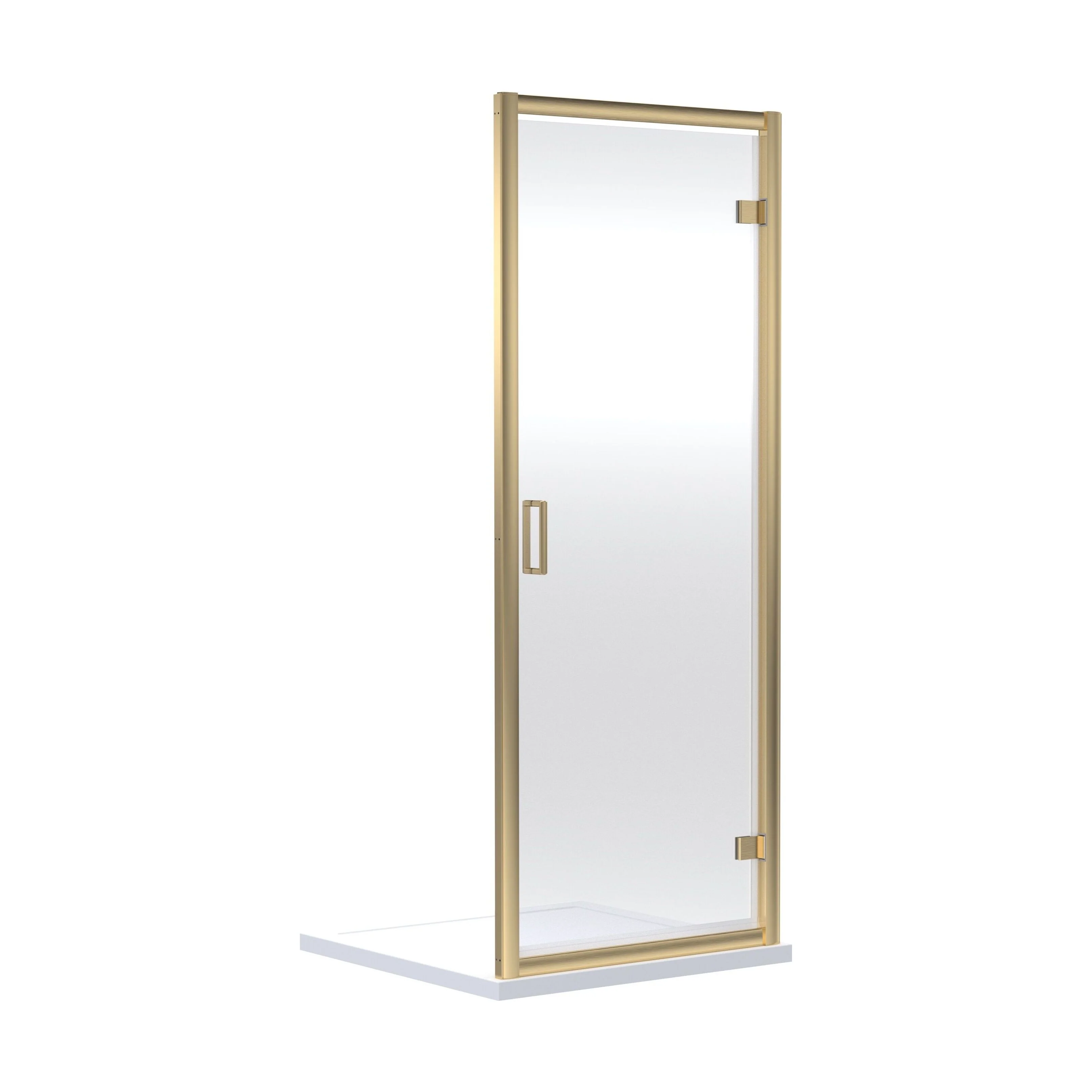 6mm Toughened Safety Glass Reversible Hinged Shower Door - 900mm - Brushed Brass