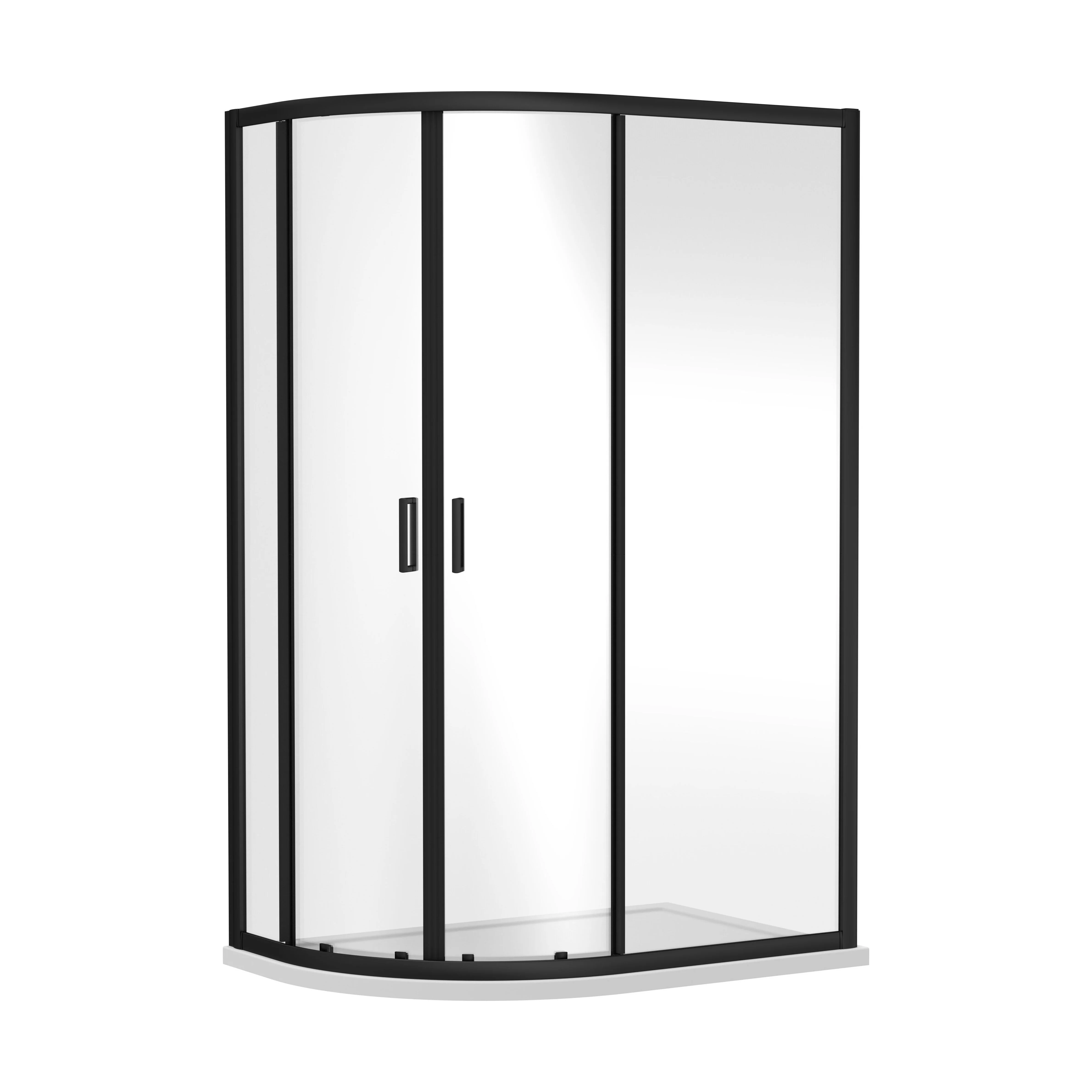 Offset Quadrant 6mm Toughened Safety Glass Shower Enclosure - 1200mm x 800mm - Black