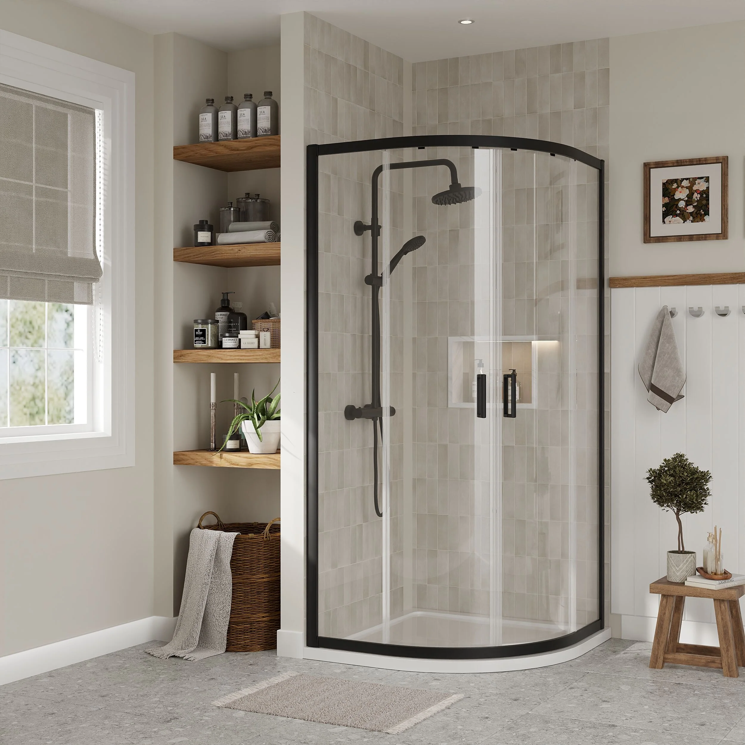 Quadrant 6mm Toughened Safety Glass Shower Enclosure - 900mm x 900mm - Black - Image 3