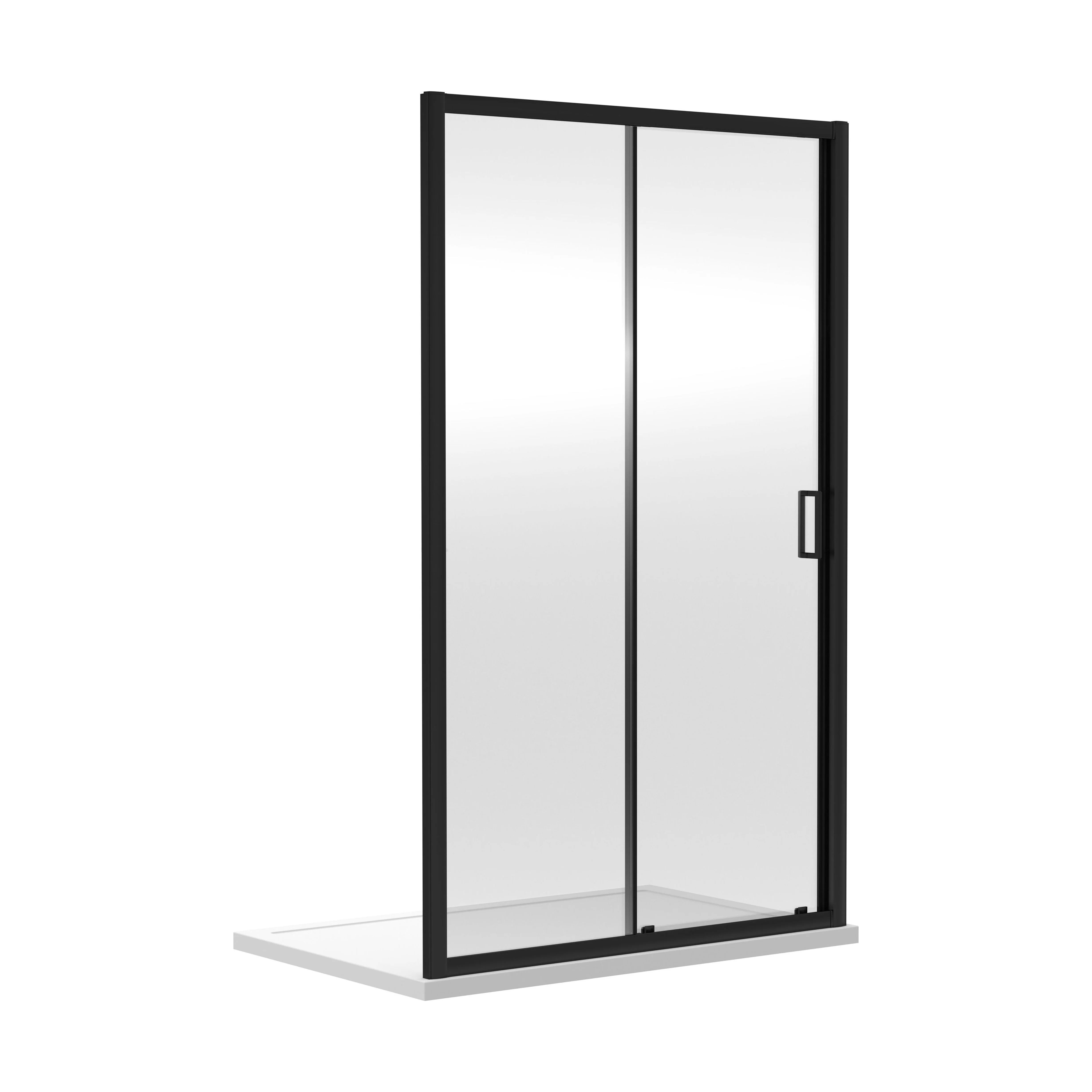6mm Toughened Safety Glass Reversible Sliding Shower Door - 1200mm - Black