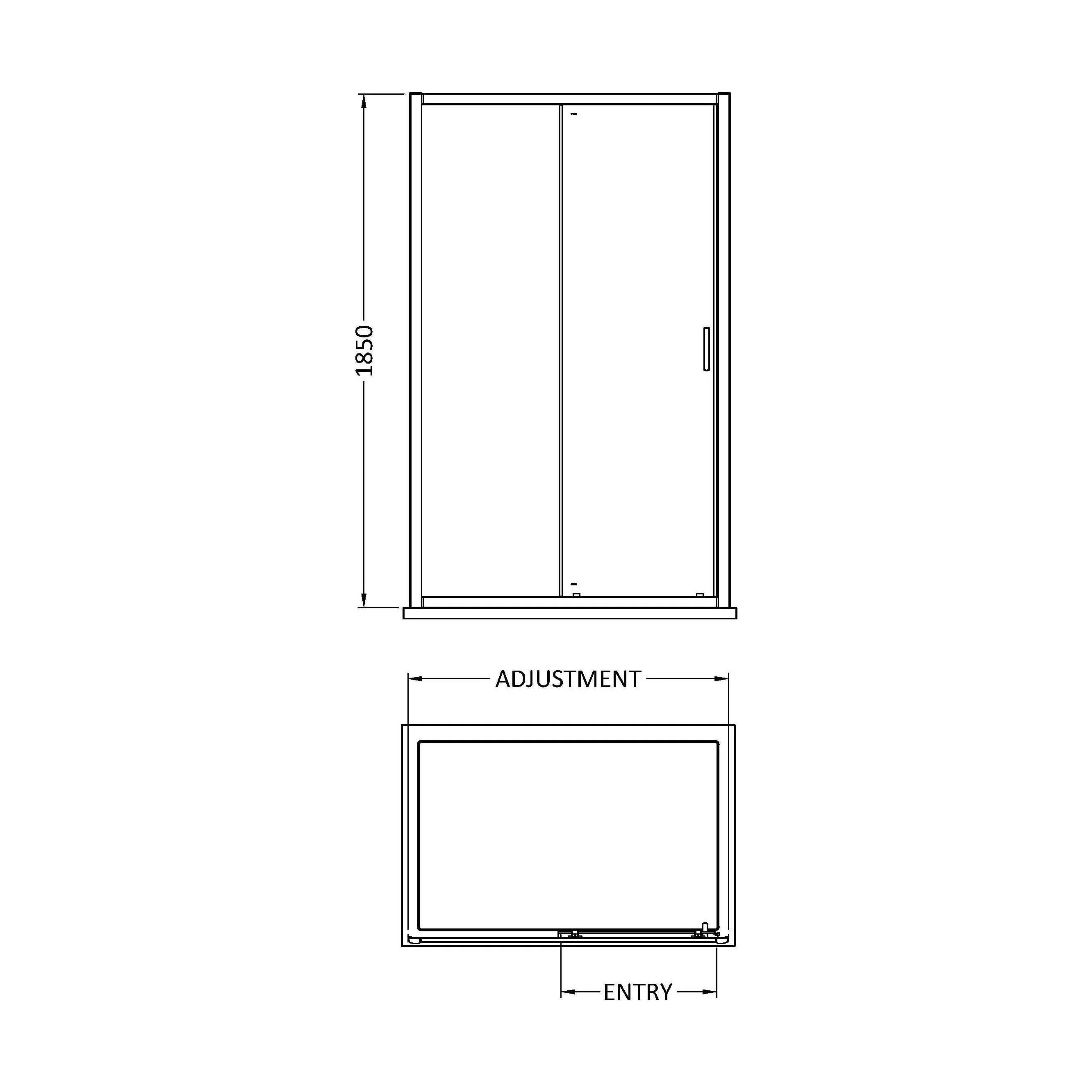 6mm Toughened Safety Glass Reversible Sliding Shower Door - 1200mm - Black - Image 2