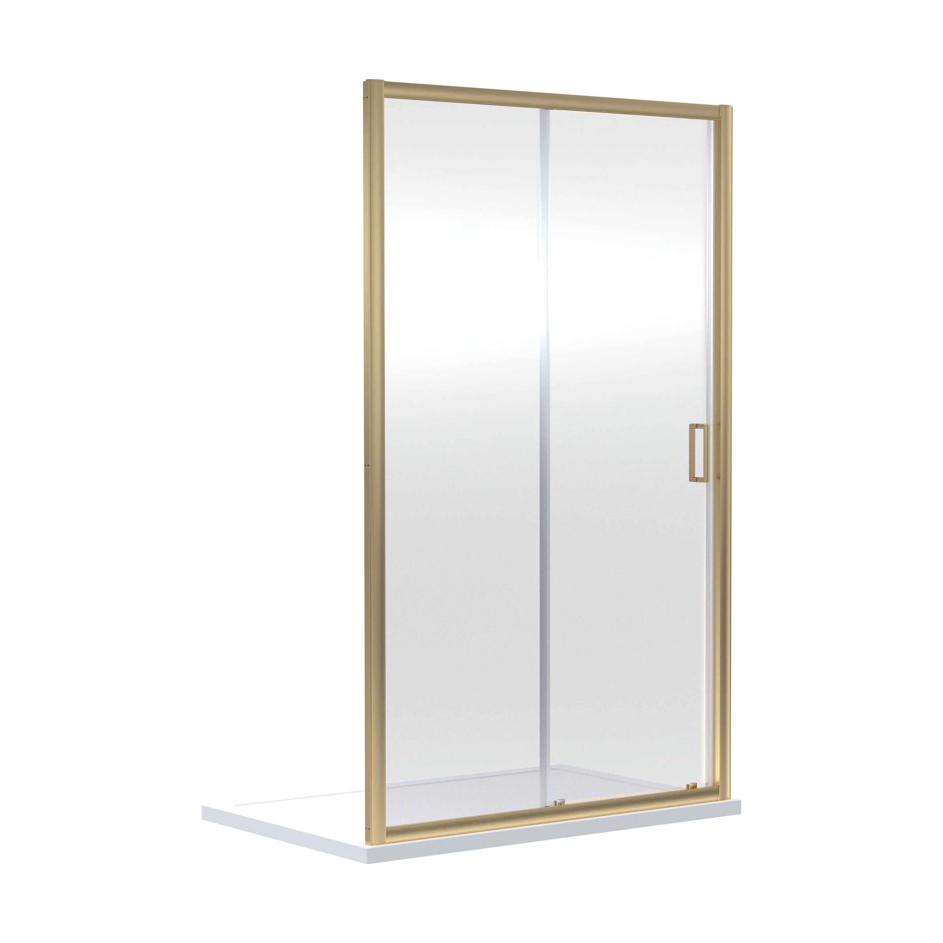 6mm Toughened Safety Glass Reversible Sliding Shower Door - 1400mm - Brushed Brass