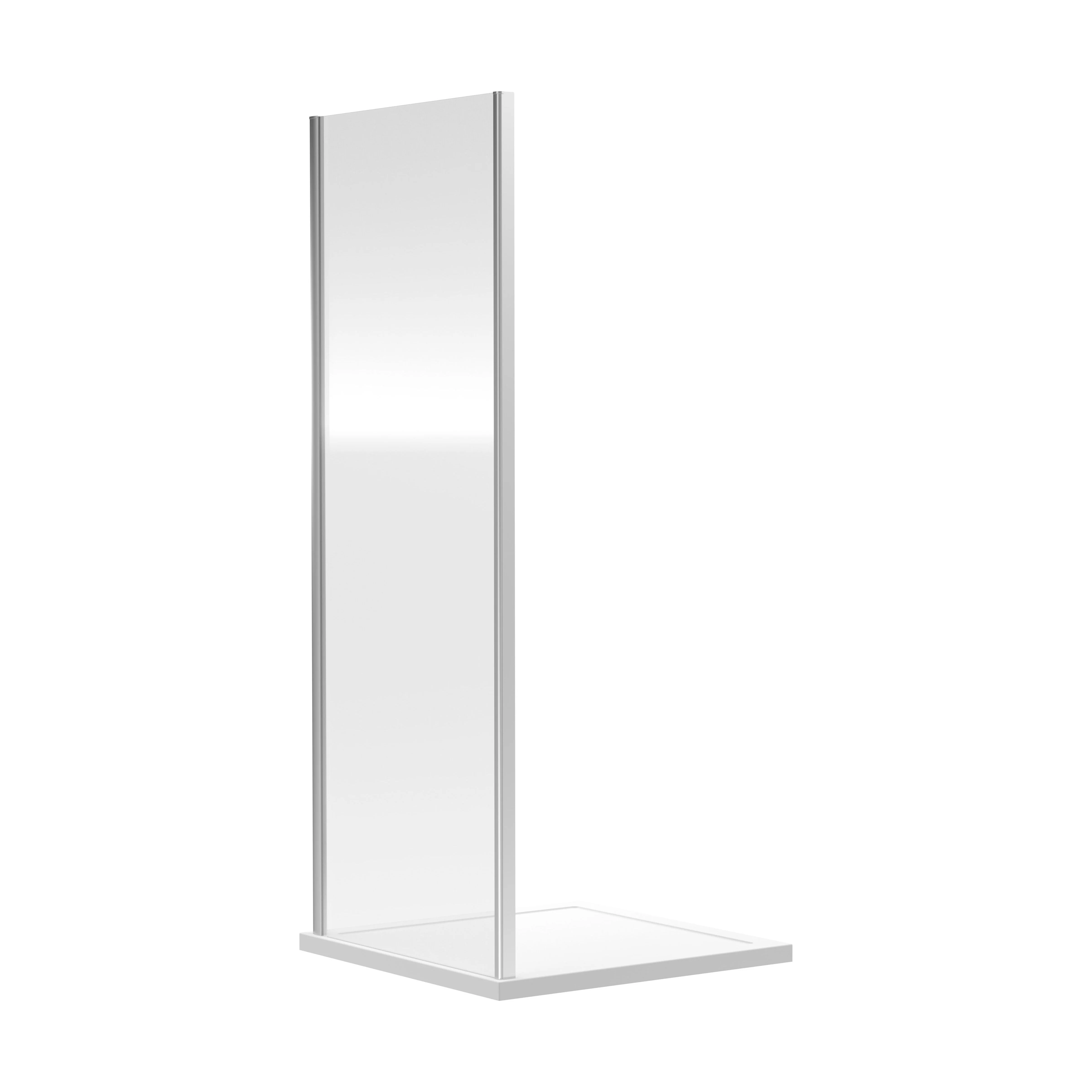 Ruwa 6mm Toughened Safety Glass Reversible Shower Side Panel - 800mm - Chrome